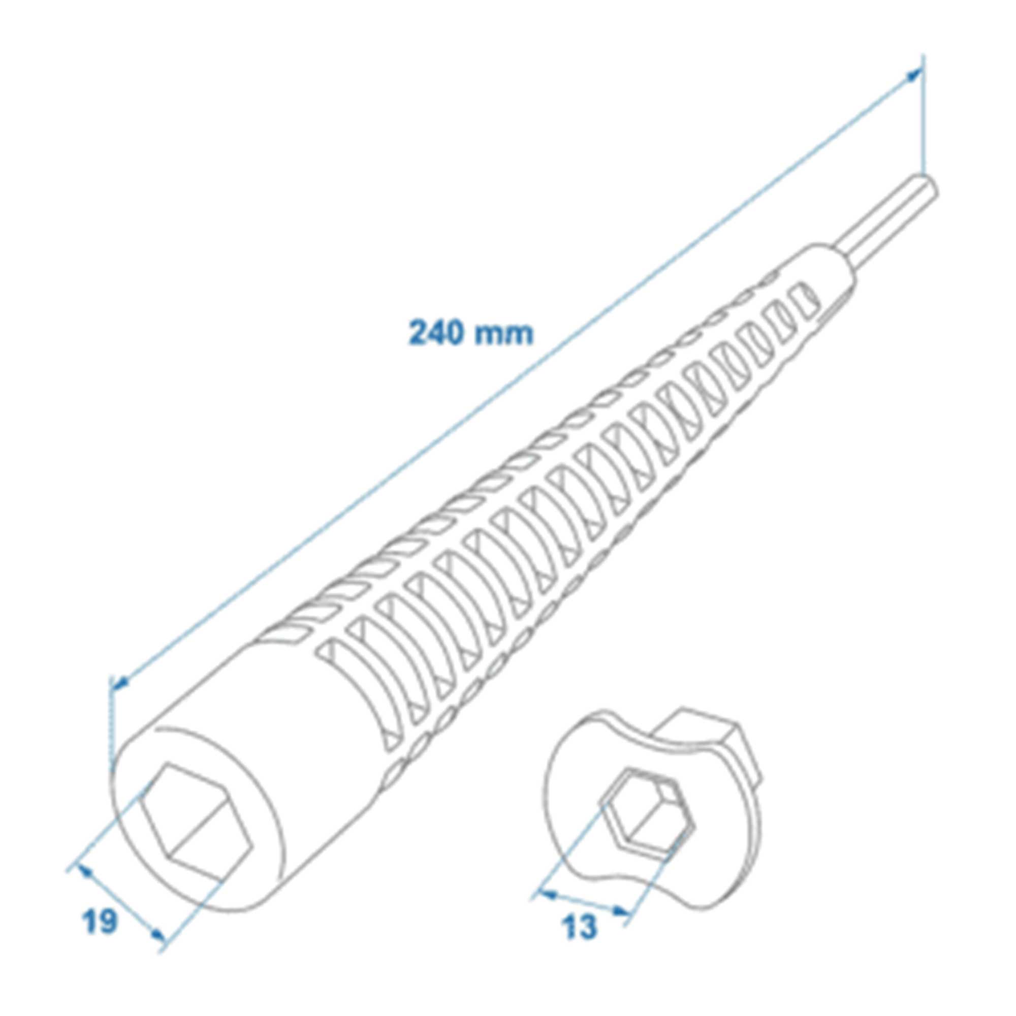 Adapter extension 240mm / 19mm + 13mm