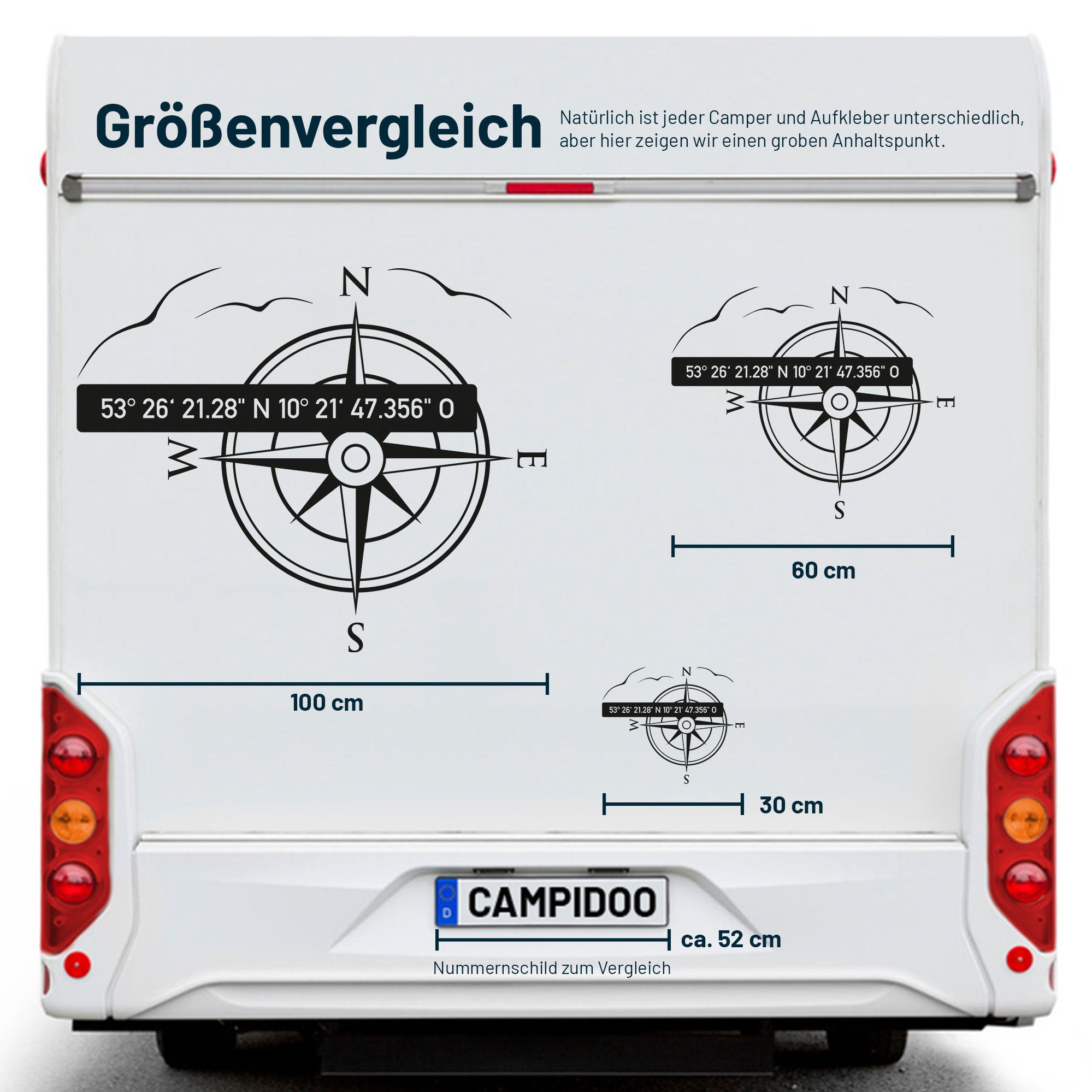 Aufkleber "deine Koordinaten" mit Kompassrose