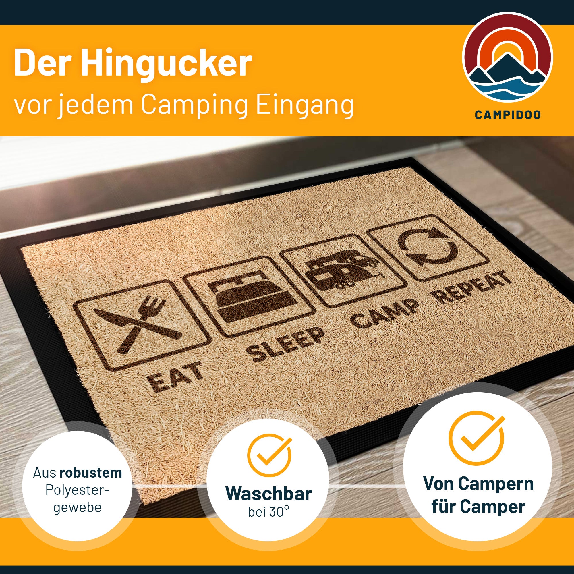 Camping Fussmatte "Eat-Sleep-Camp"