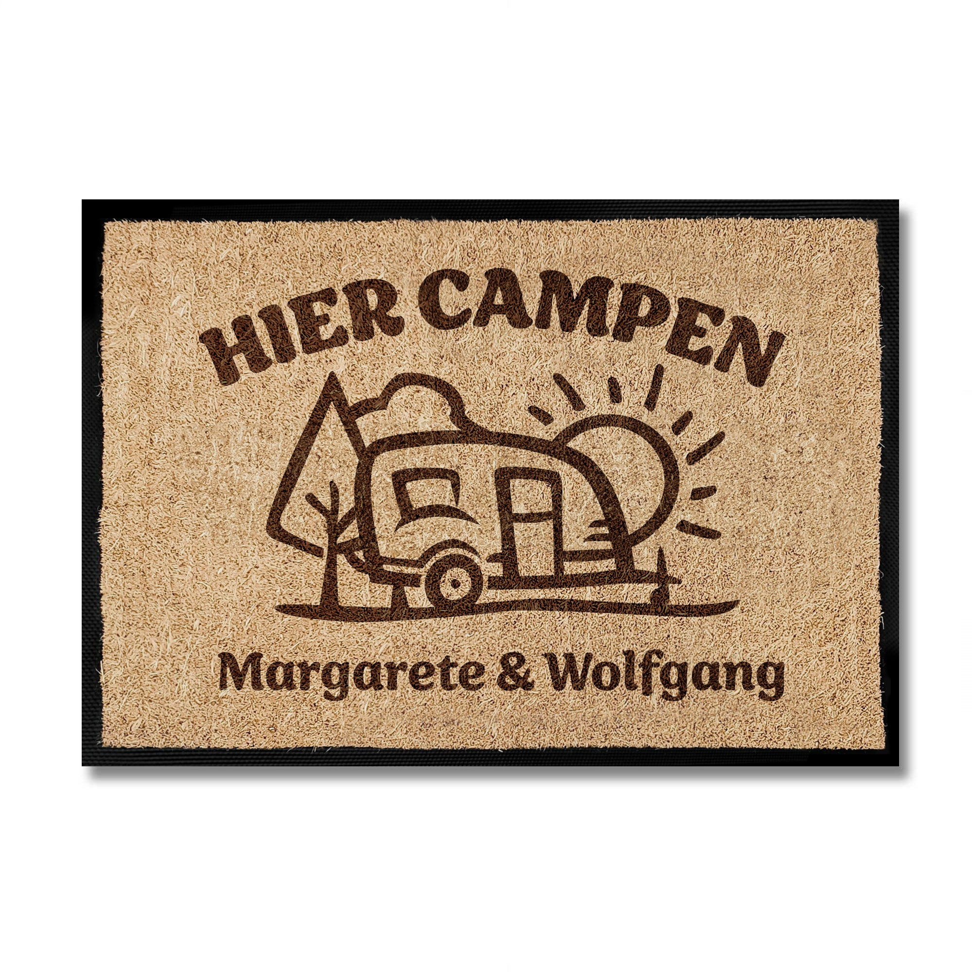 Camping Fussmatte "Hier campen... - WoWa" personalisierbar