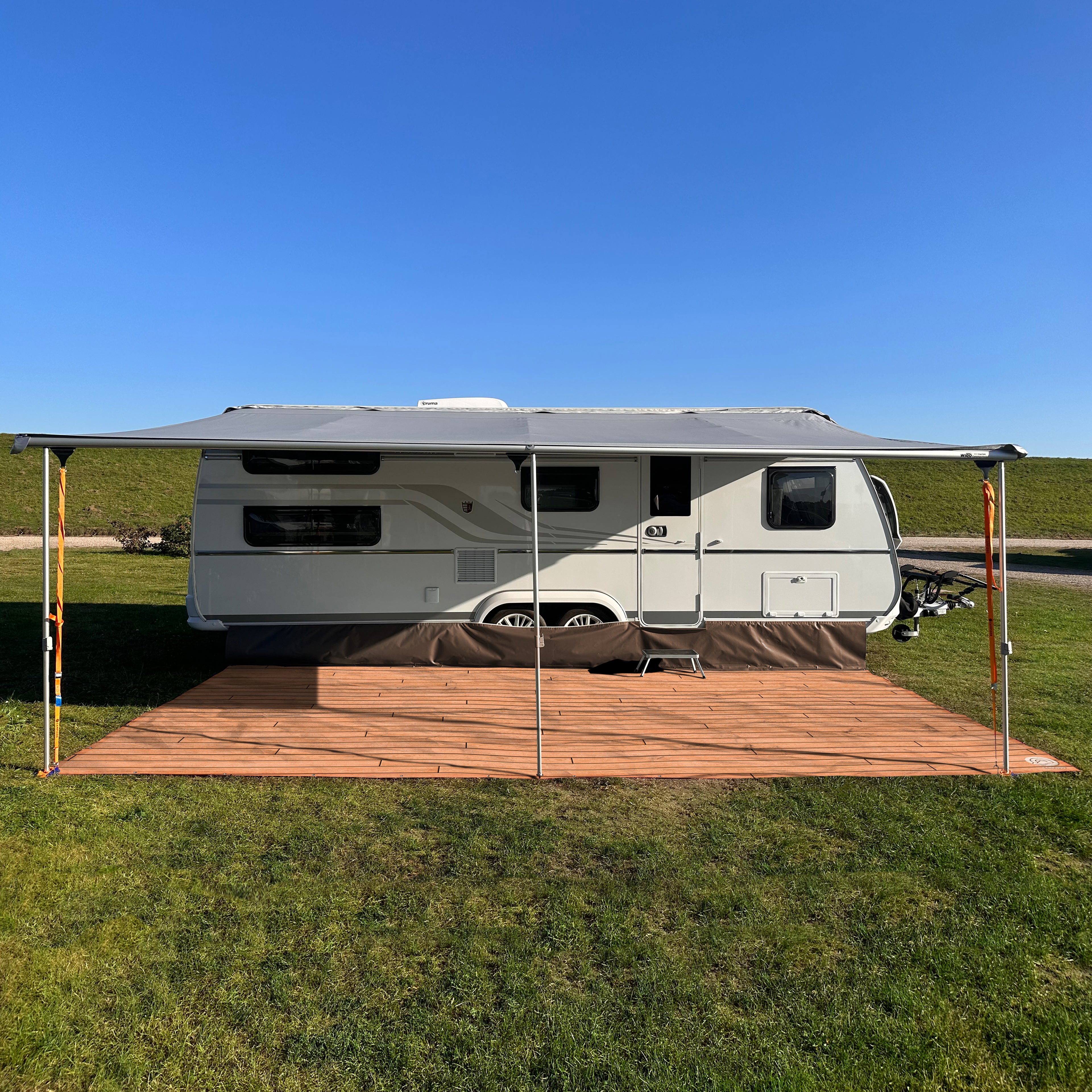 PREMIUM Vorzeltteppich mit abnehmbarer Windschürze - "TEAK"