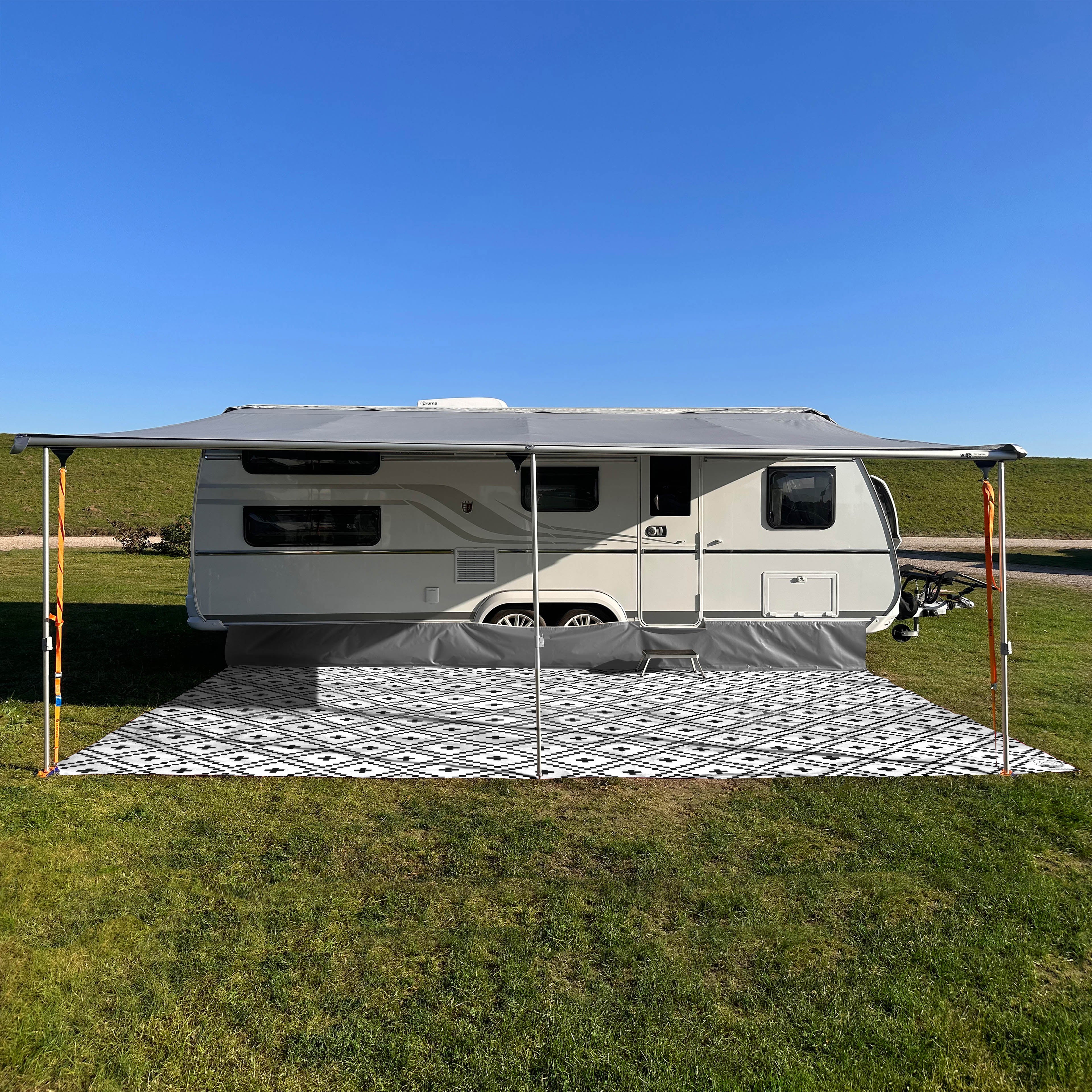 PREMIUM awning carpet for WIGO Rolli Plus - "Rhombus Black White"
