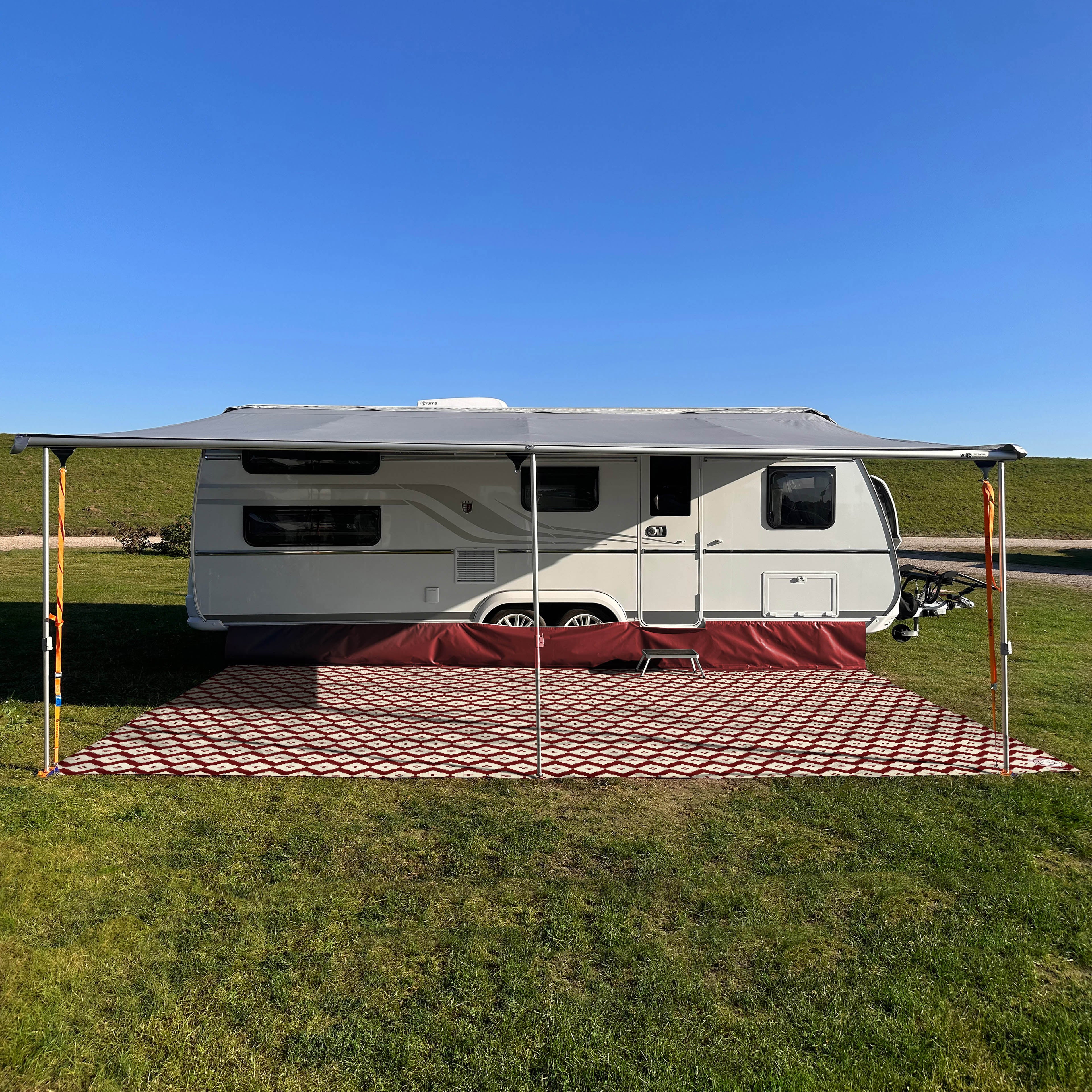 PREMIUM awning carpet for WIGO Rolli Plus - "Rhombus Red White"
