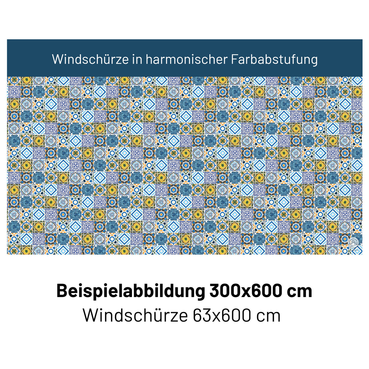 PREMIUM Vorzeltteppich mit abnehmbarer Windschürze - "Azulejo"