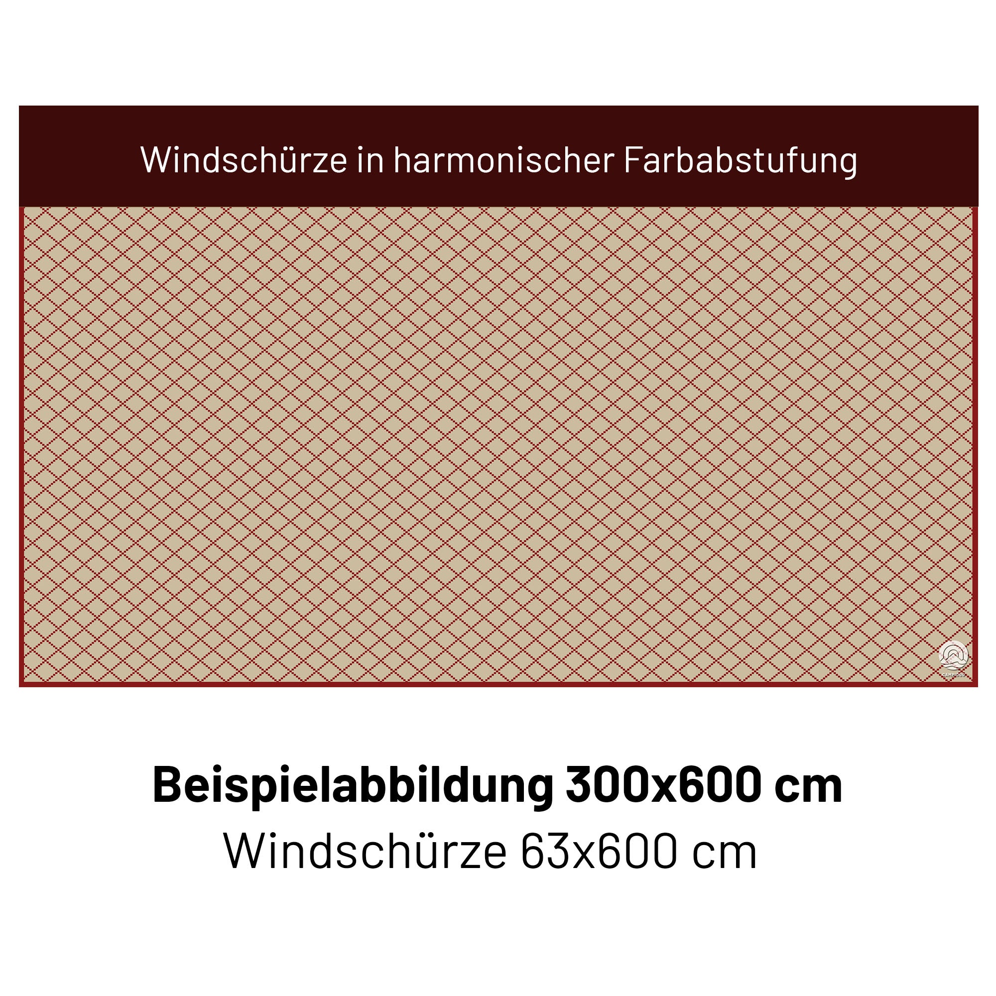 PREMIUM Vorzeltteppich mit abnehmbarer Windschürze - "Karo Creme Rot"