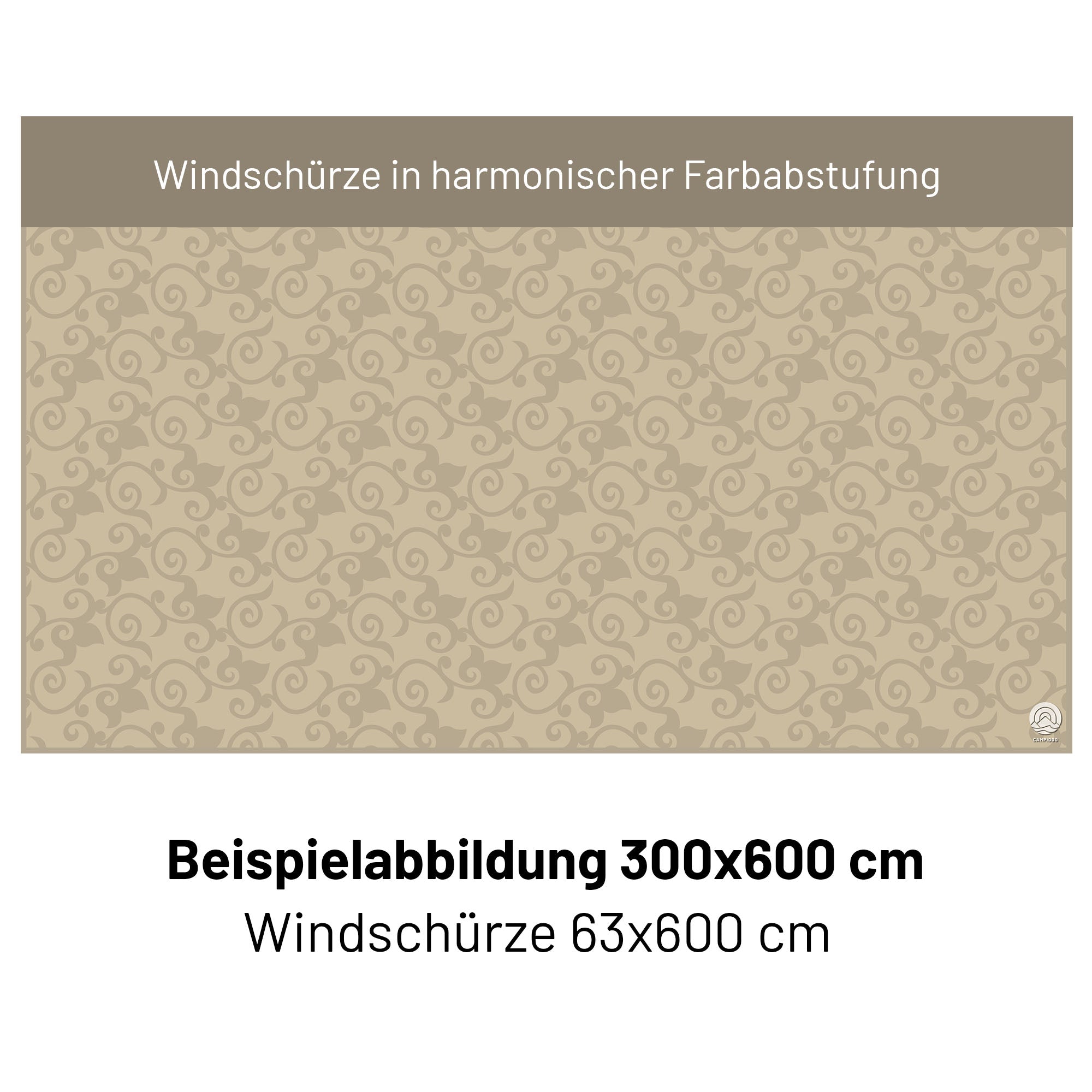 PREMIUM Vorzeltteppich mit abnehmbarer Windschürze - "Ornament Beige"