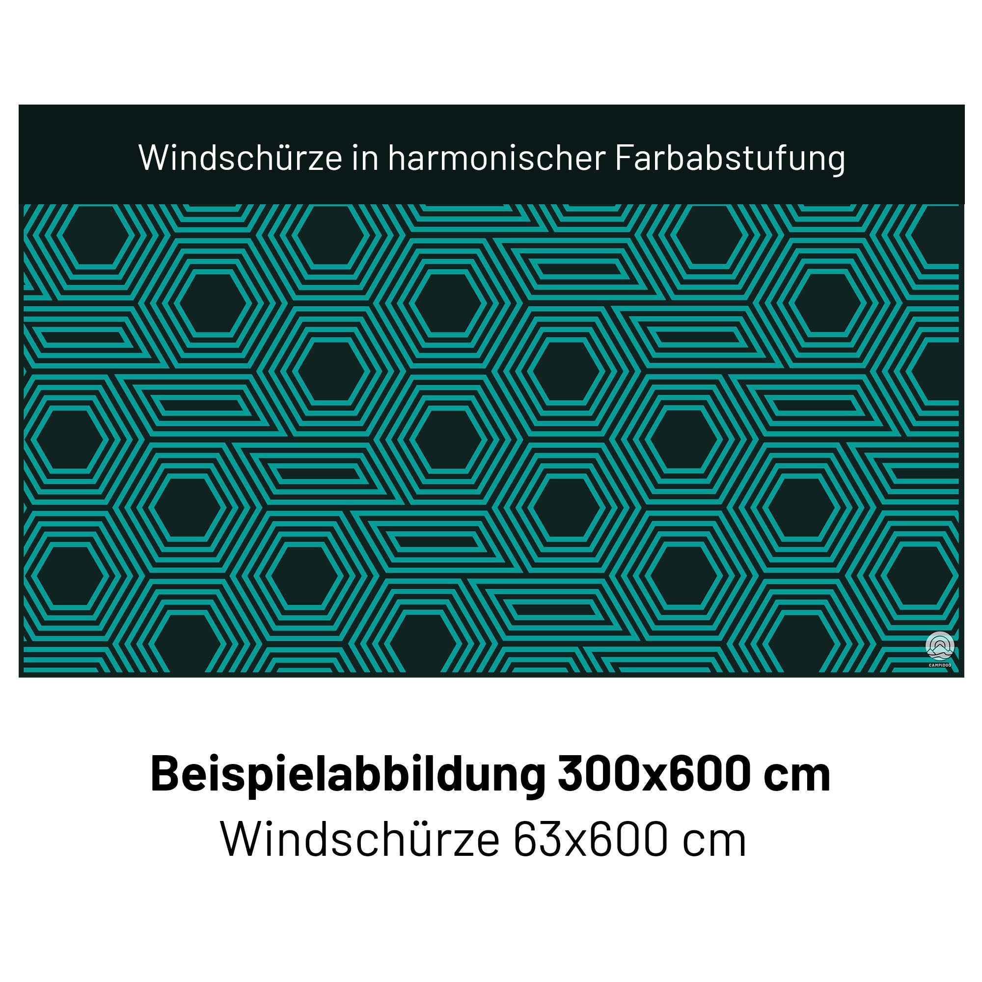 PREMIUM Vorzeltteppich mit abnehmbarer Windschürze - "gemustertes Grün"