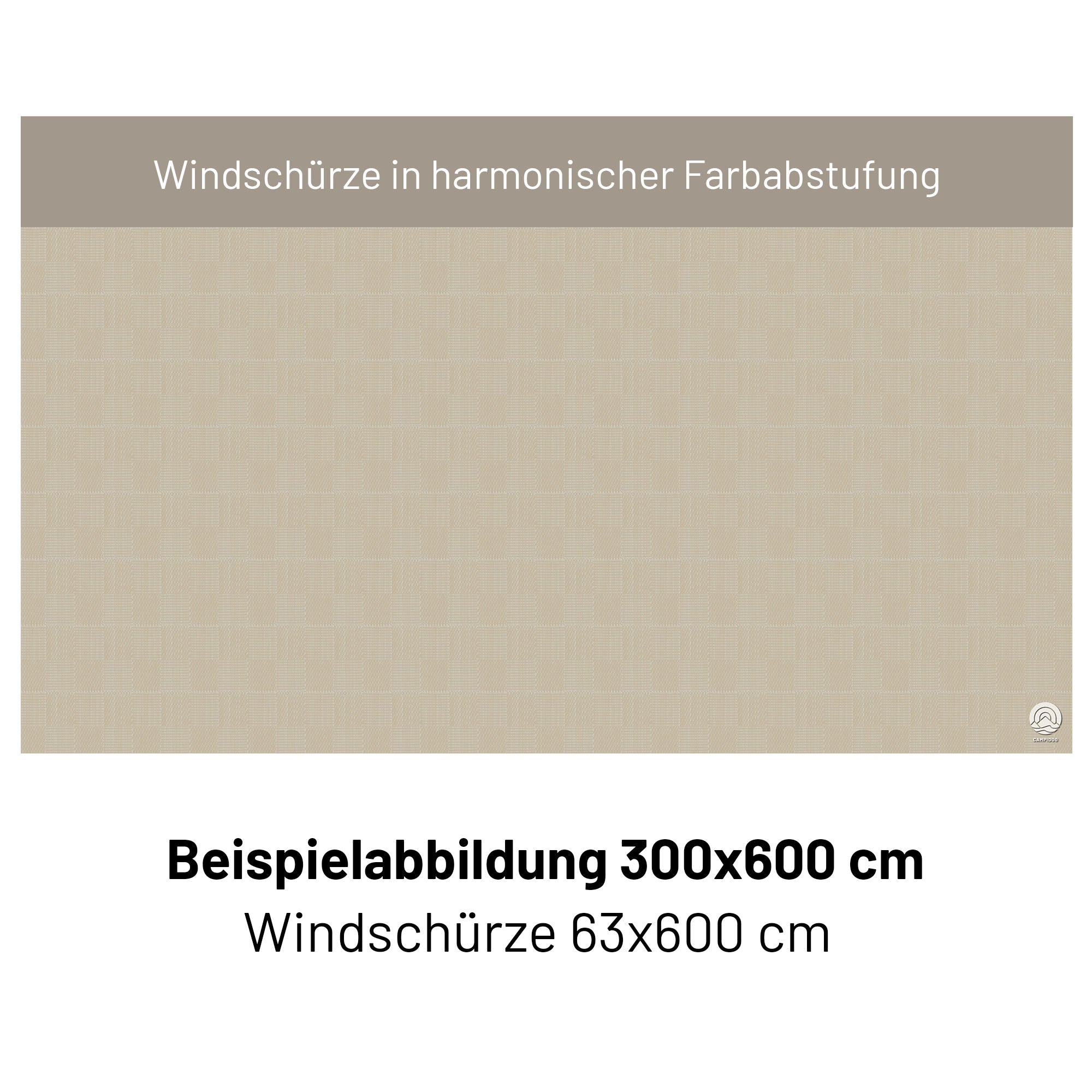 PREMIUM Vorzeltteppich mit abnehmbarer Windschürze - "Schraffiert Beige"