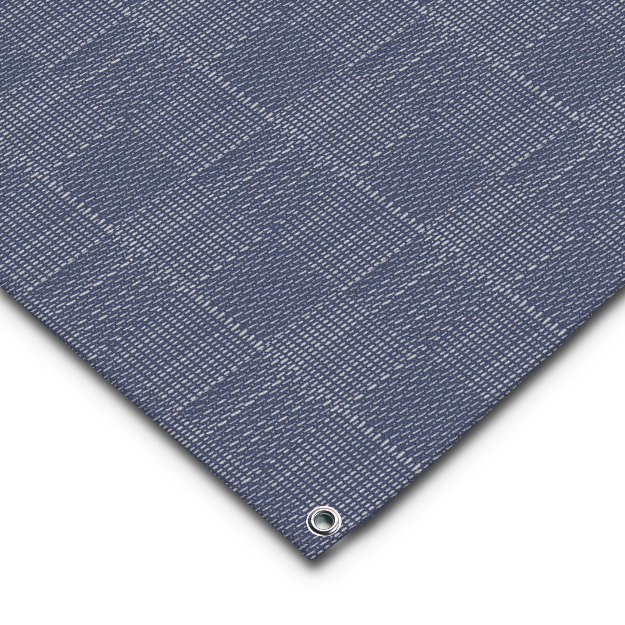 Zweiteiliger PVC Vorzeltteppich mit abnehmbarer Windschürze - "Schraffiert Blau"