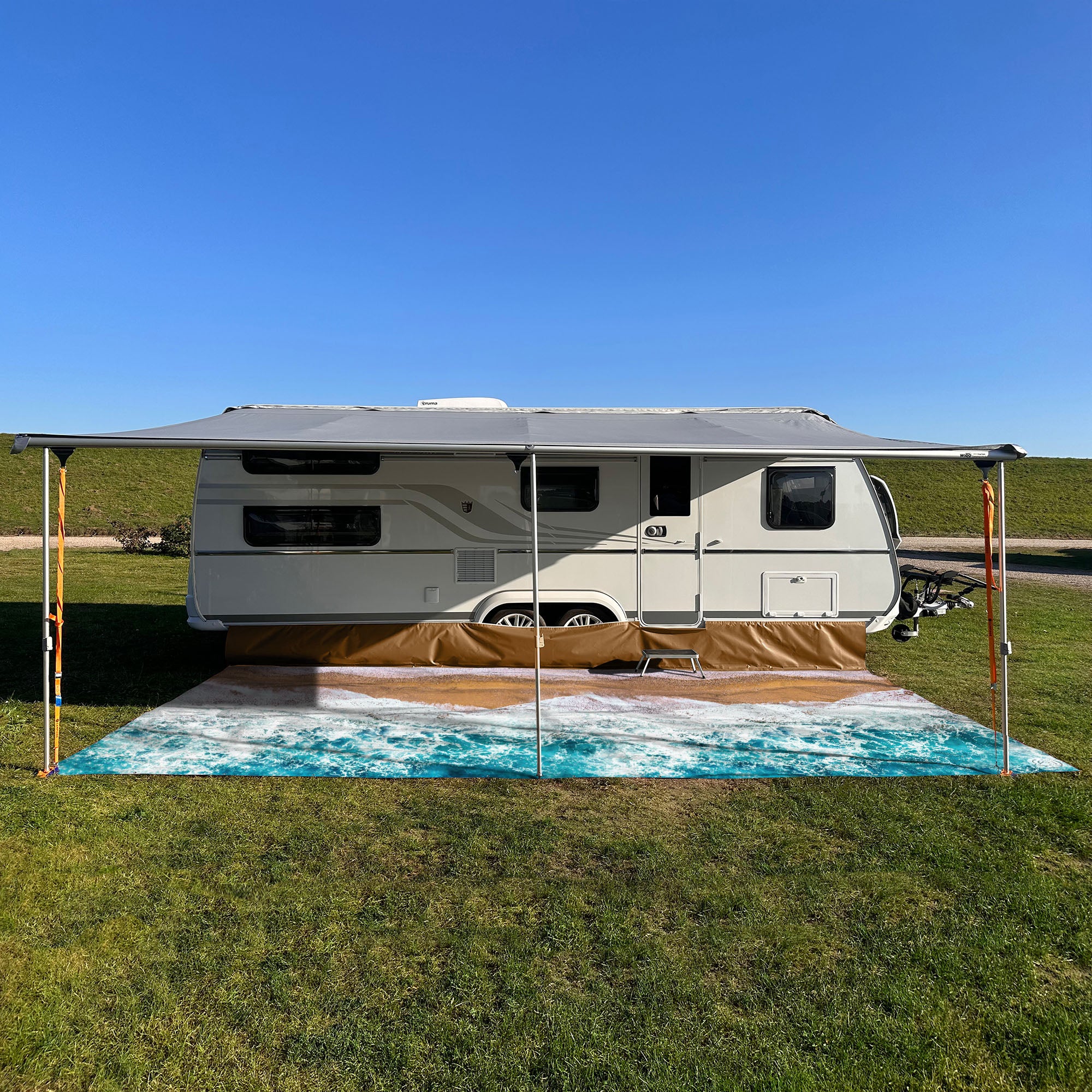 Zweiteiliger PVC Vorzeltteppich mit abnehmbarer Windschürze - "Algarve"
