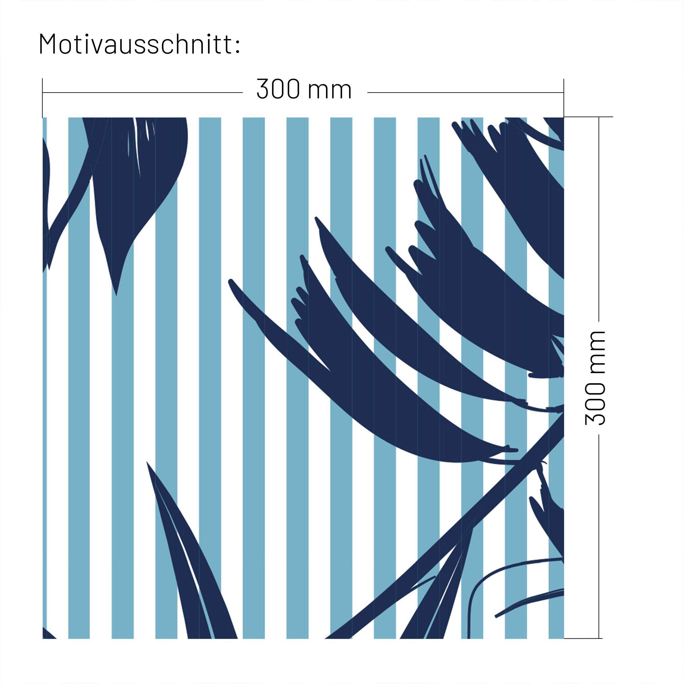 XXL Wand Dekorfolie "Botanische Blätter auf Blau"