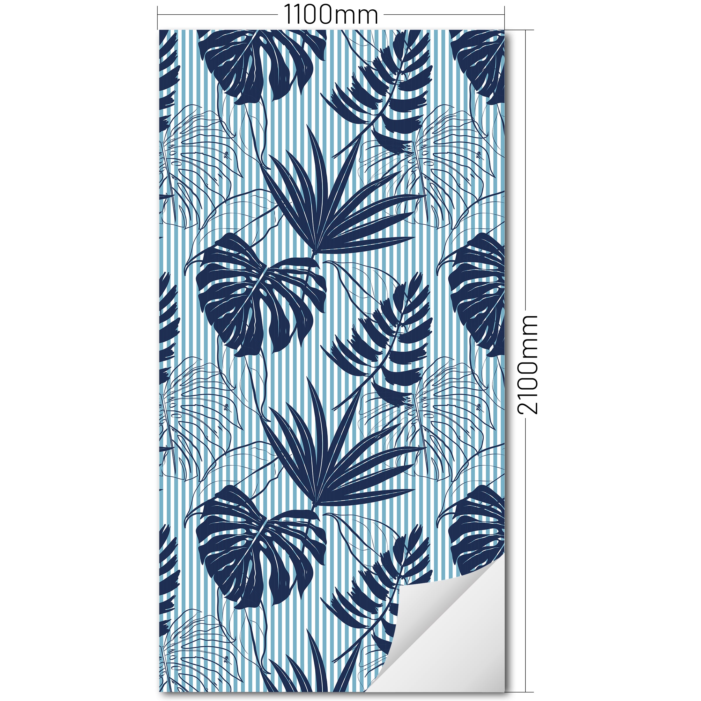XXL Wand Dekorfolie "Botanische Blätter auf Blau"