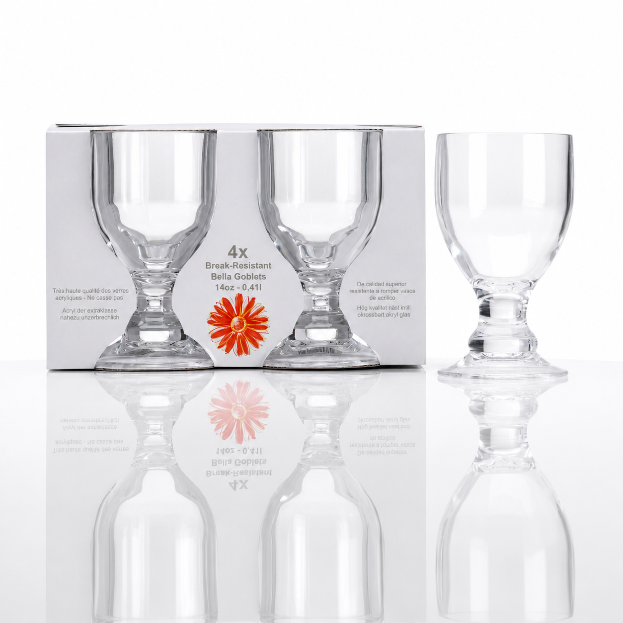 Juego de 4 copas de vino de cristal