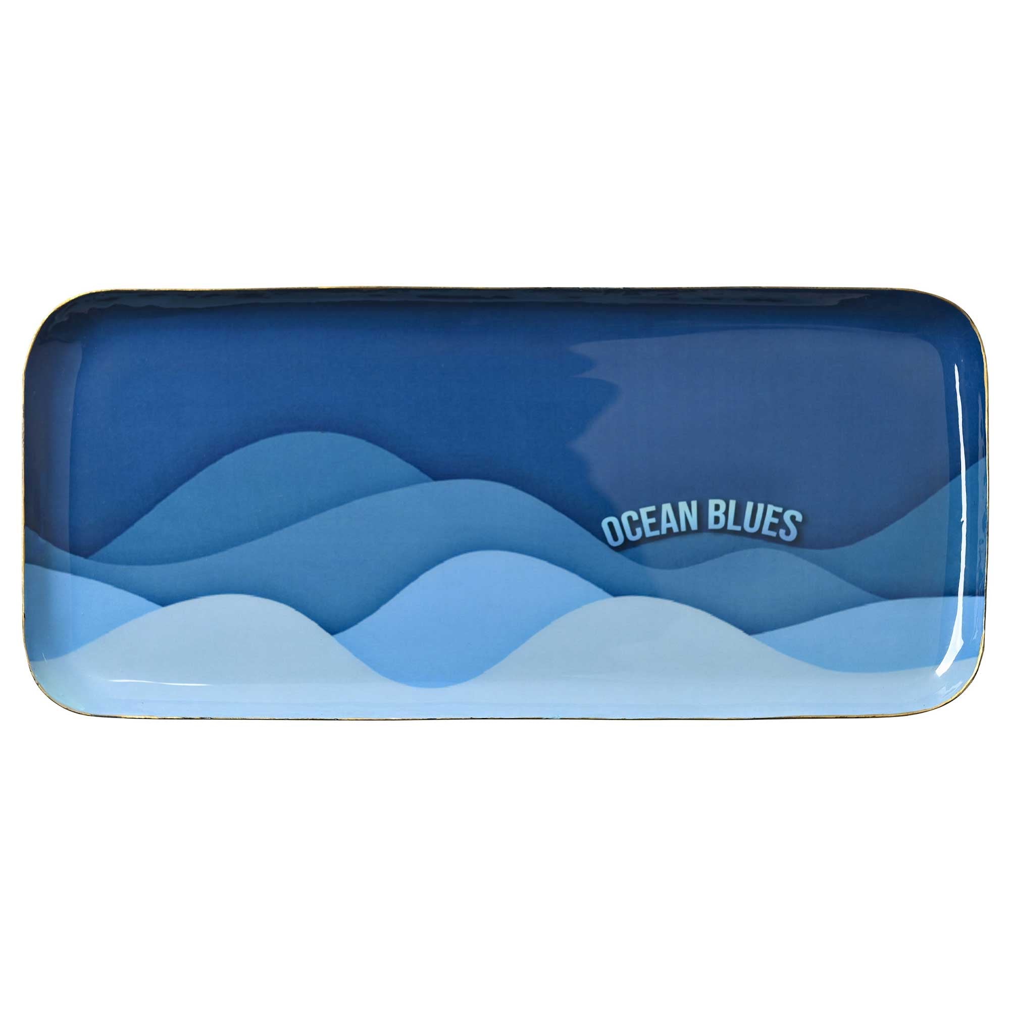 Deko-Tablett "Ocean Blues" mit Wellen in verschiedenen blau Tönen