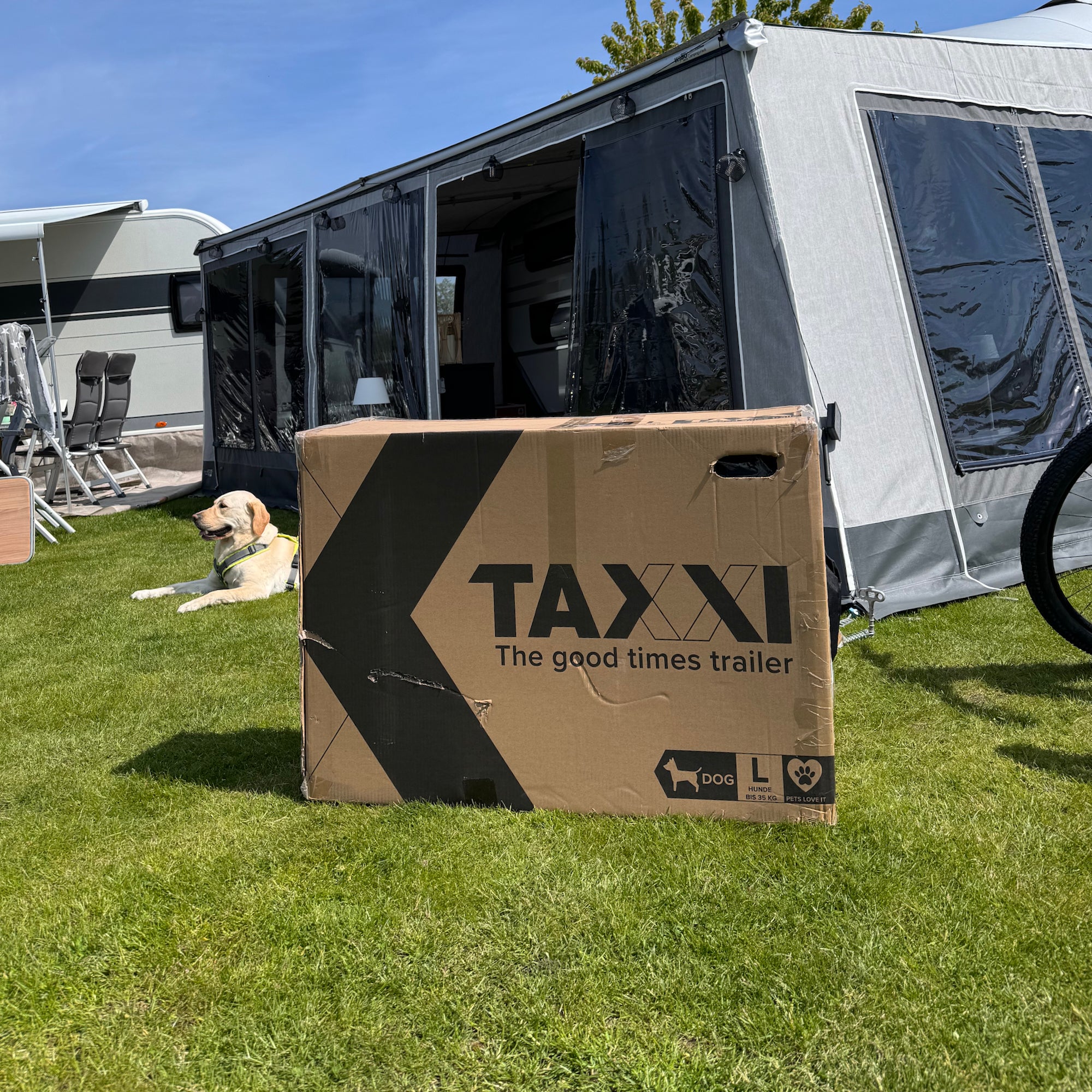 Fahrrad Hundeanhänger TaxxiDog Verpackung