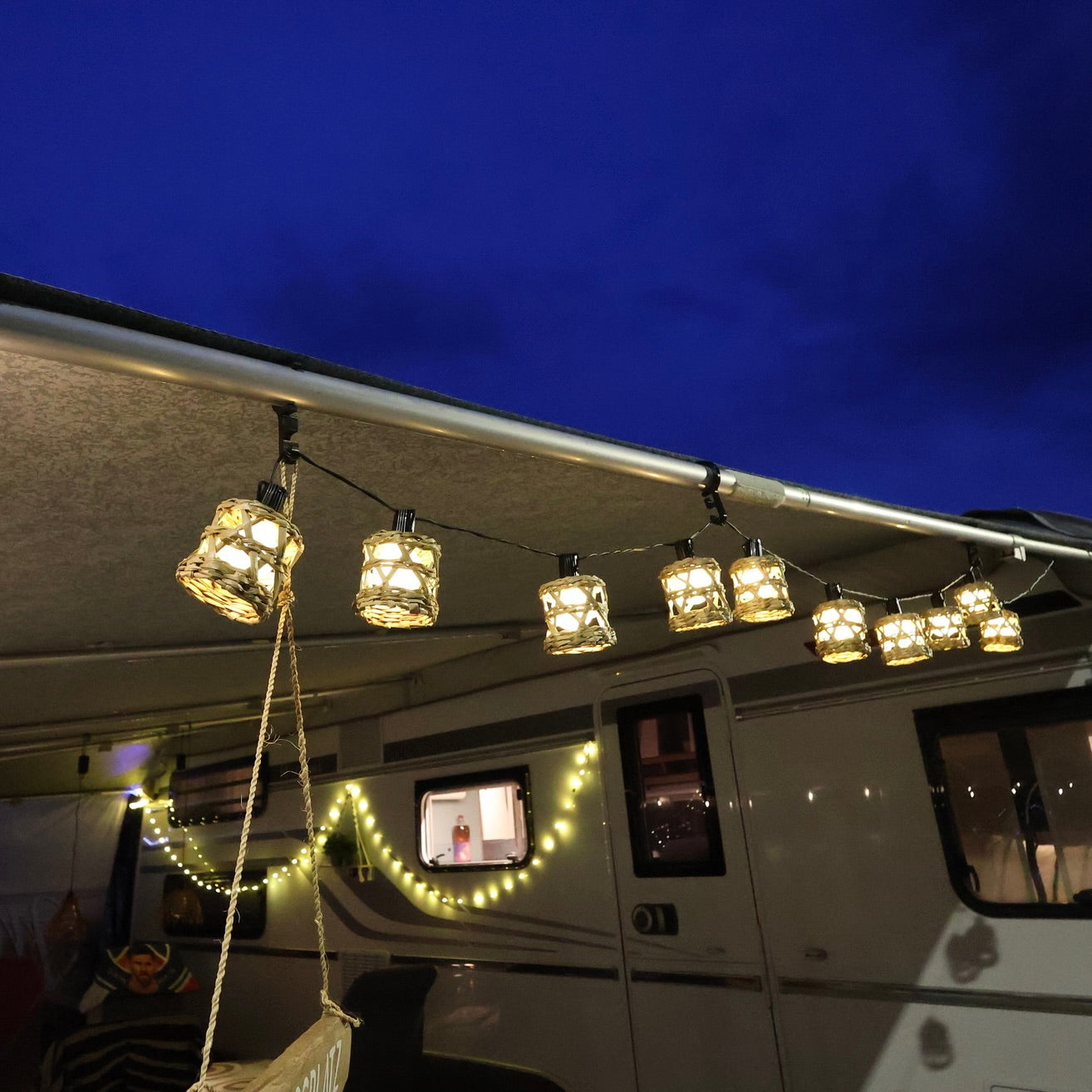 lichterkette wohnwagen markise LED Lichterkette Rattan Batterie