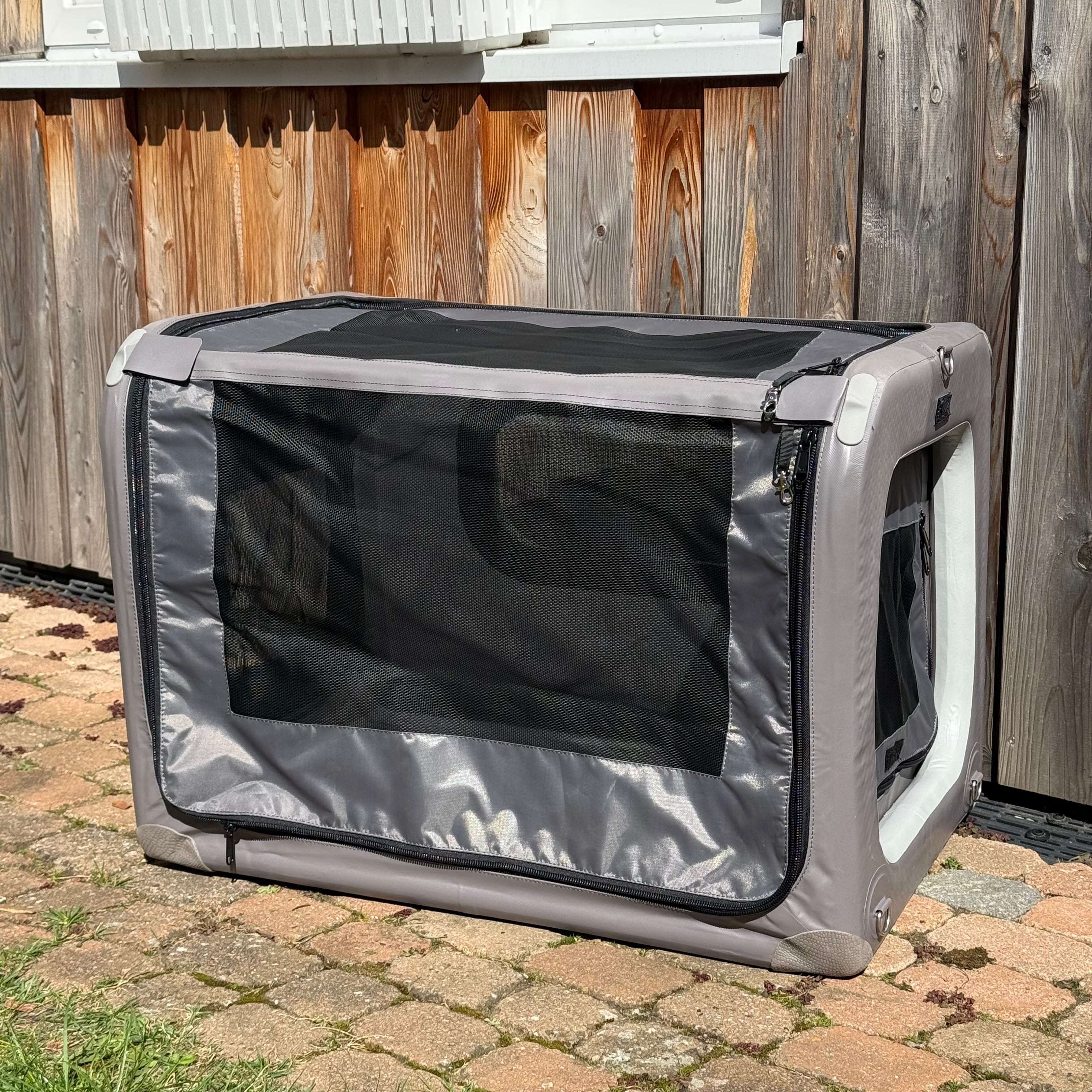 Aufblasbare Hunde Transportbox mit seitlichem Eingang