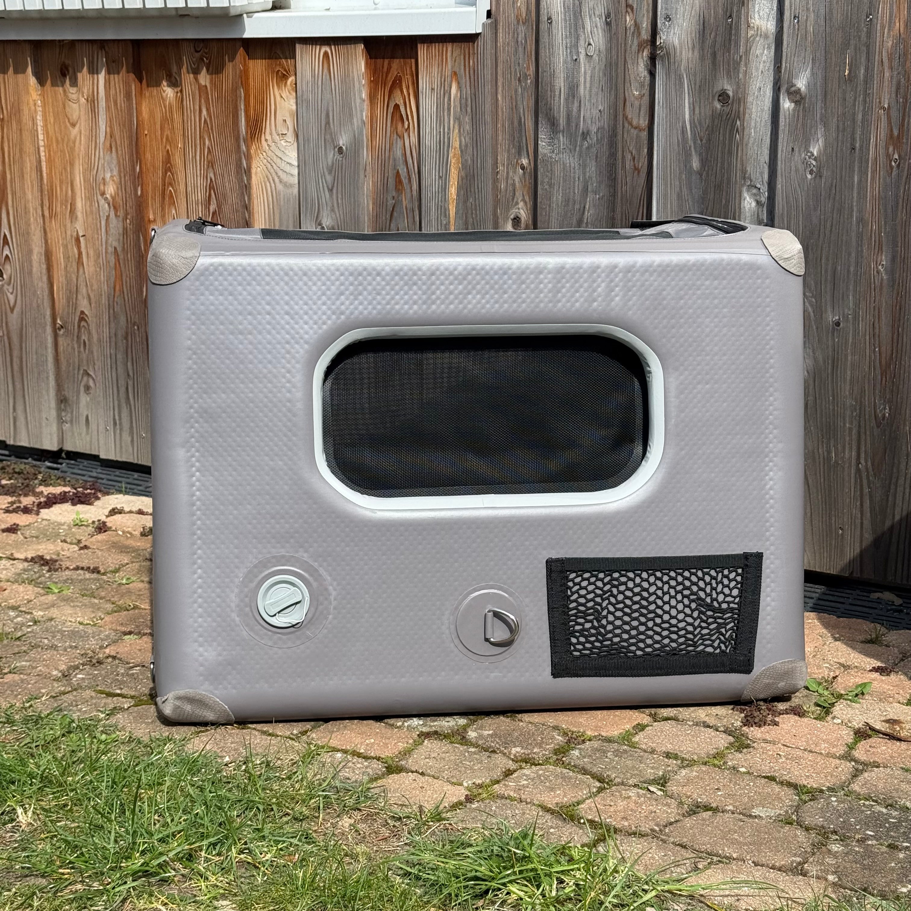 Aufblasbare Hunde Transportbox mit seitlichem Eingang