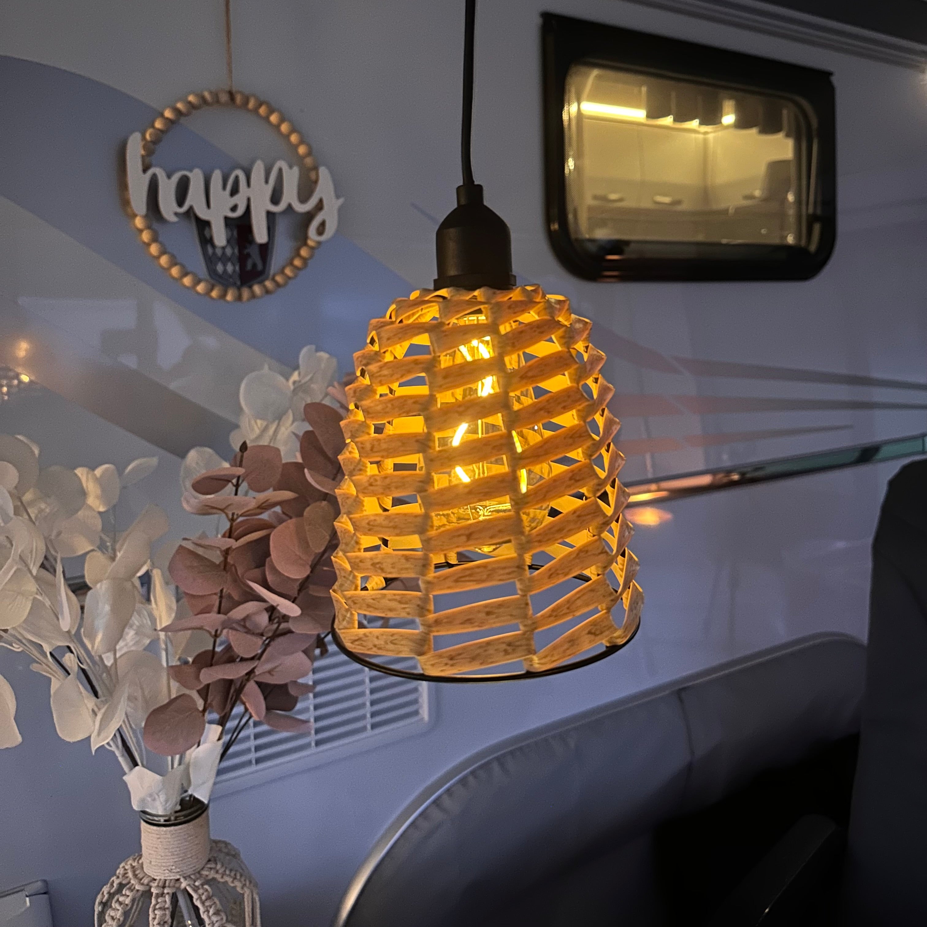 Camping Vorzelt-Hängelampe mit LED “TWINE” Braun