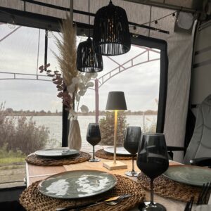 Camping awning hanging lamp with LED “TWINE” black