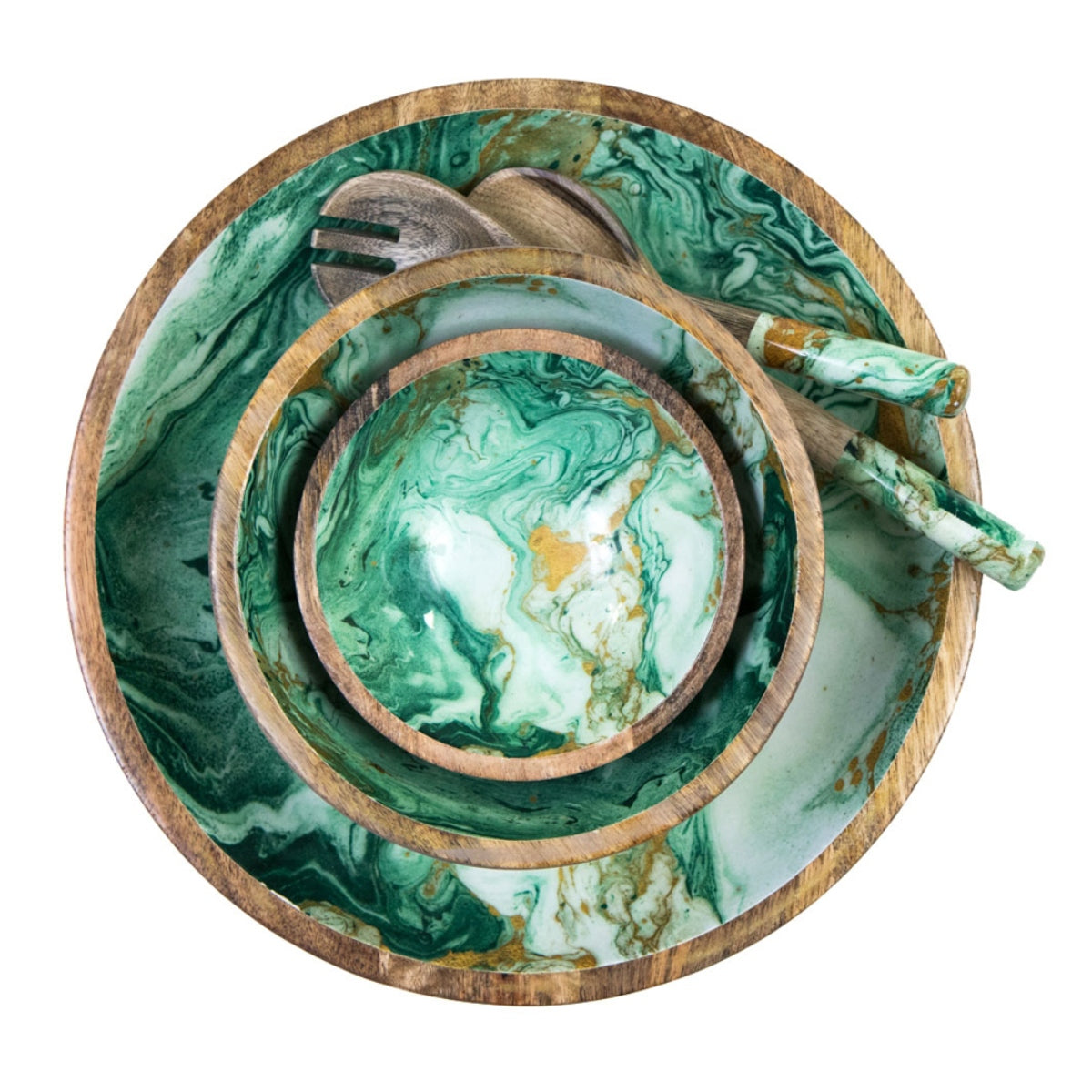 Mango wood bowl "Tropical Flower"