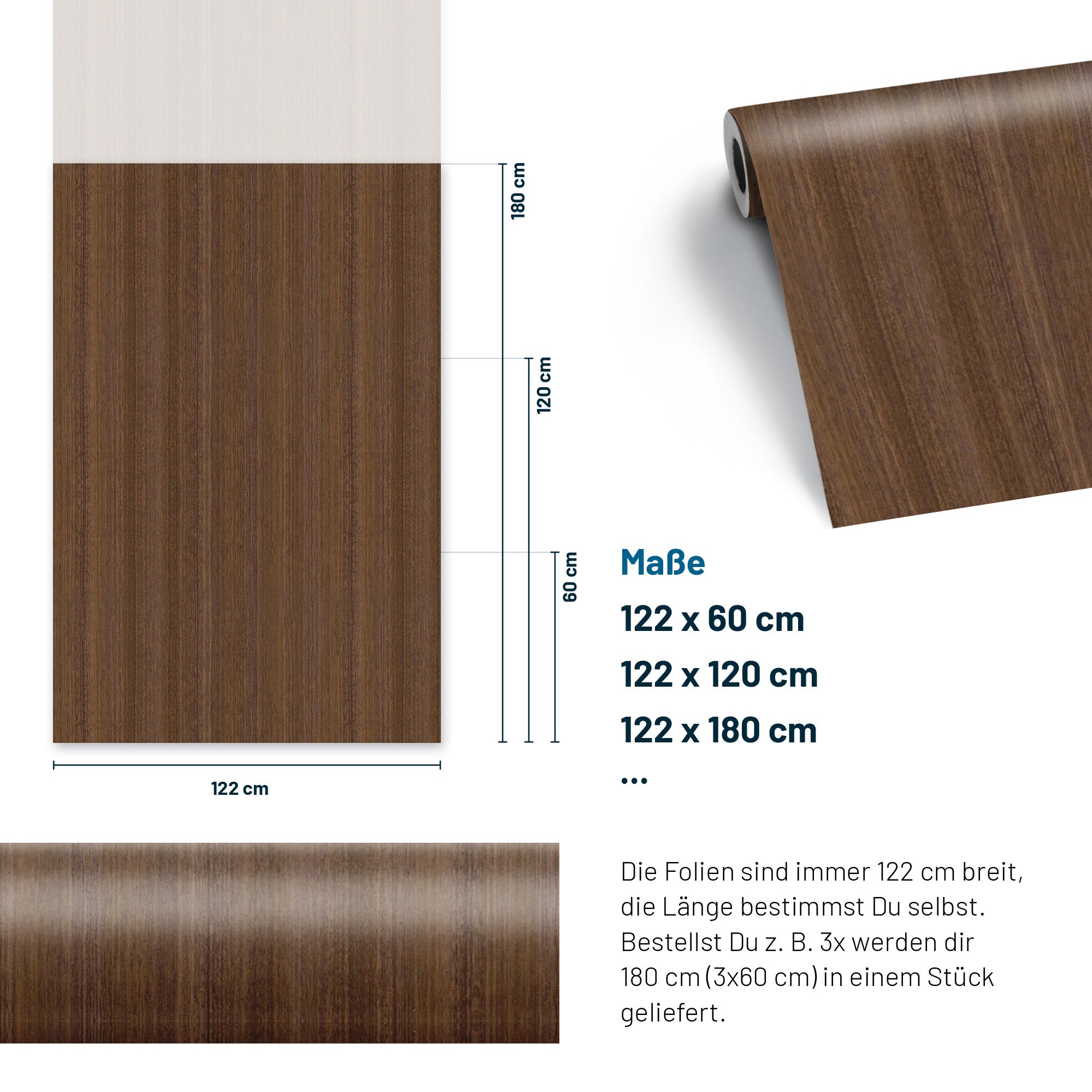 3D Holz-Dekor Möbelfolie Classic Walnut