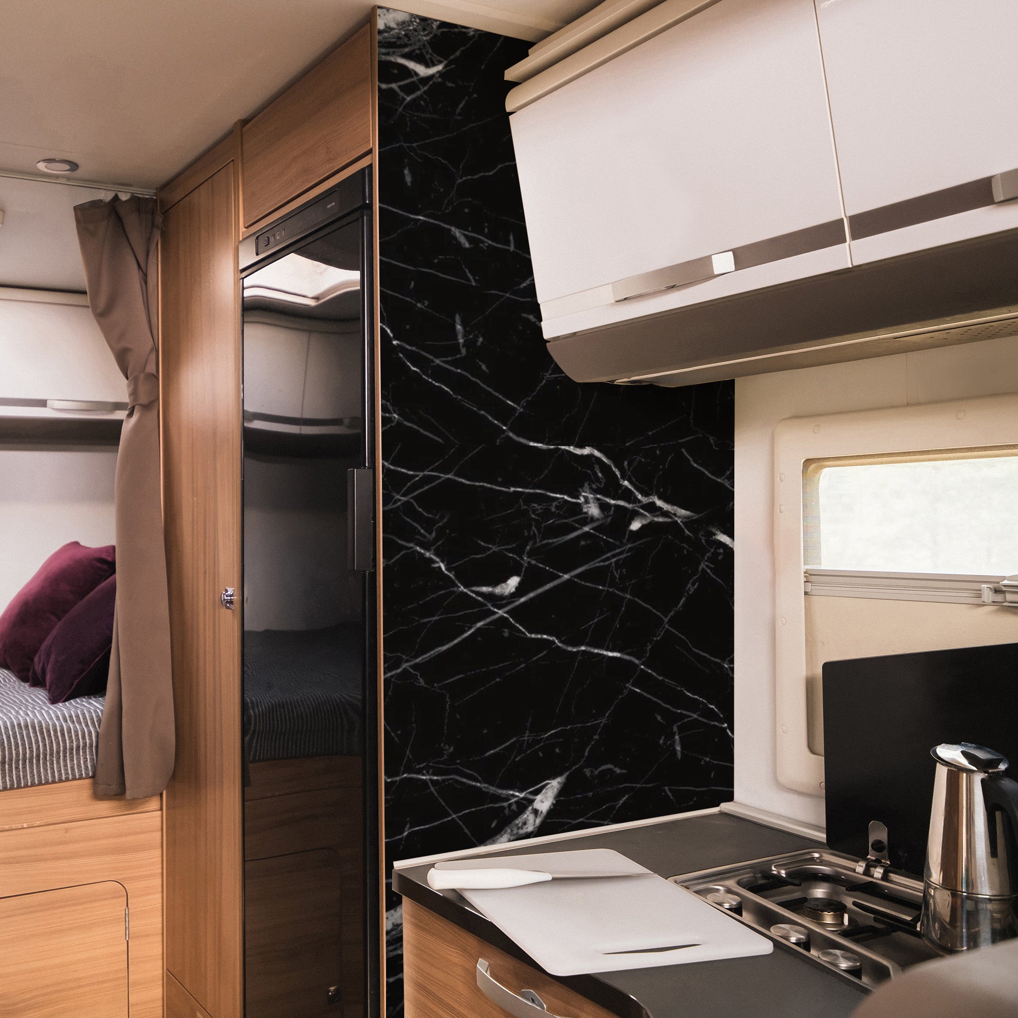 3D Naturstein-Dekor Möbelfolie Marmor Nero Marquina