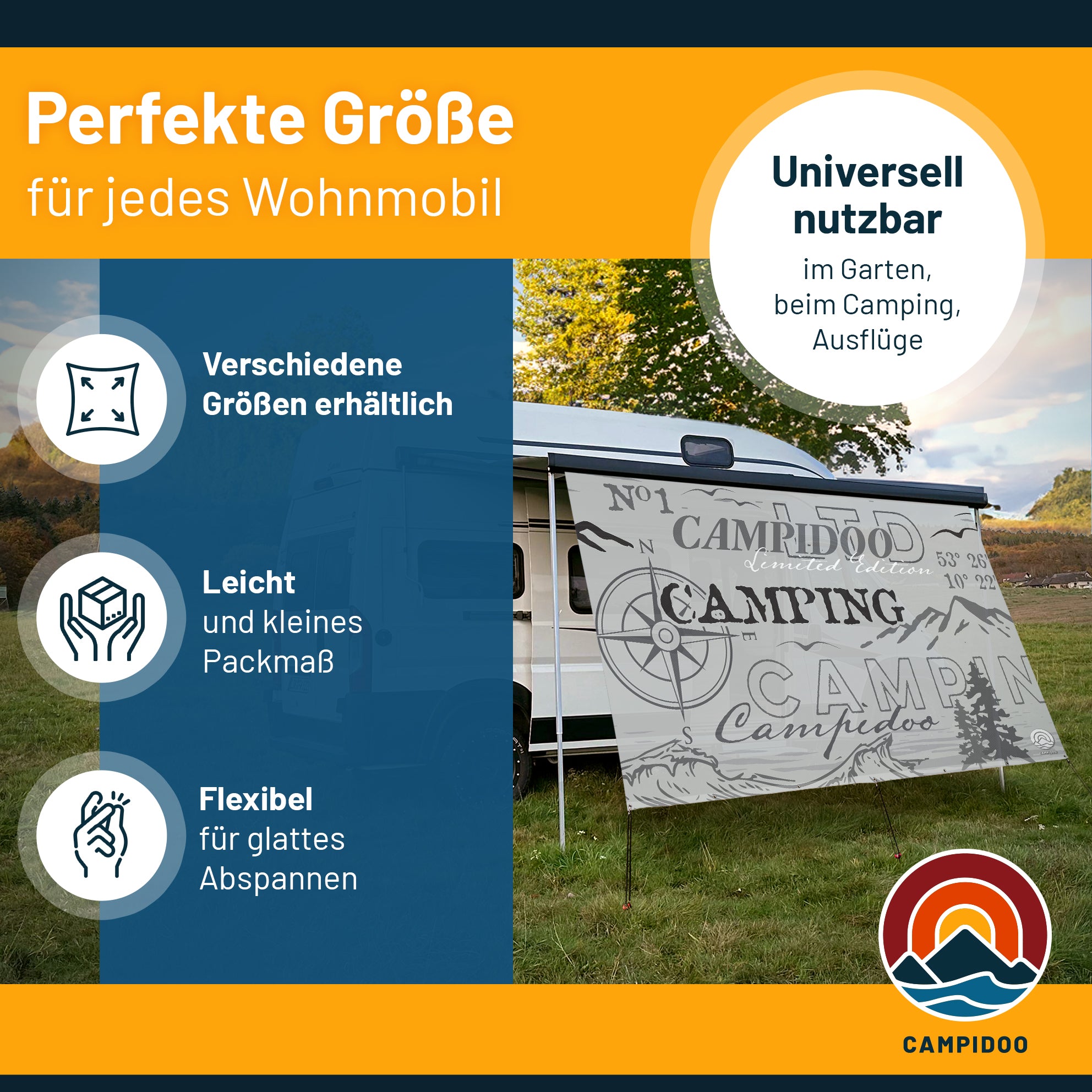 Sonnensegel CAMPIDOO SELECTED Grau