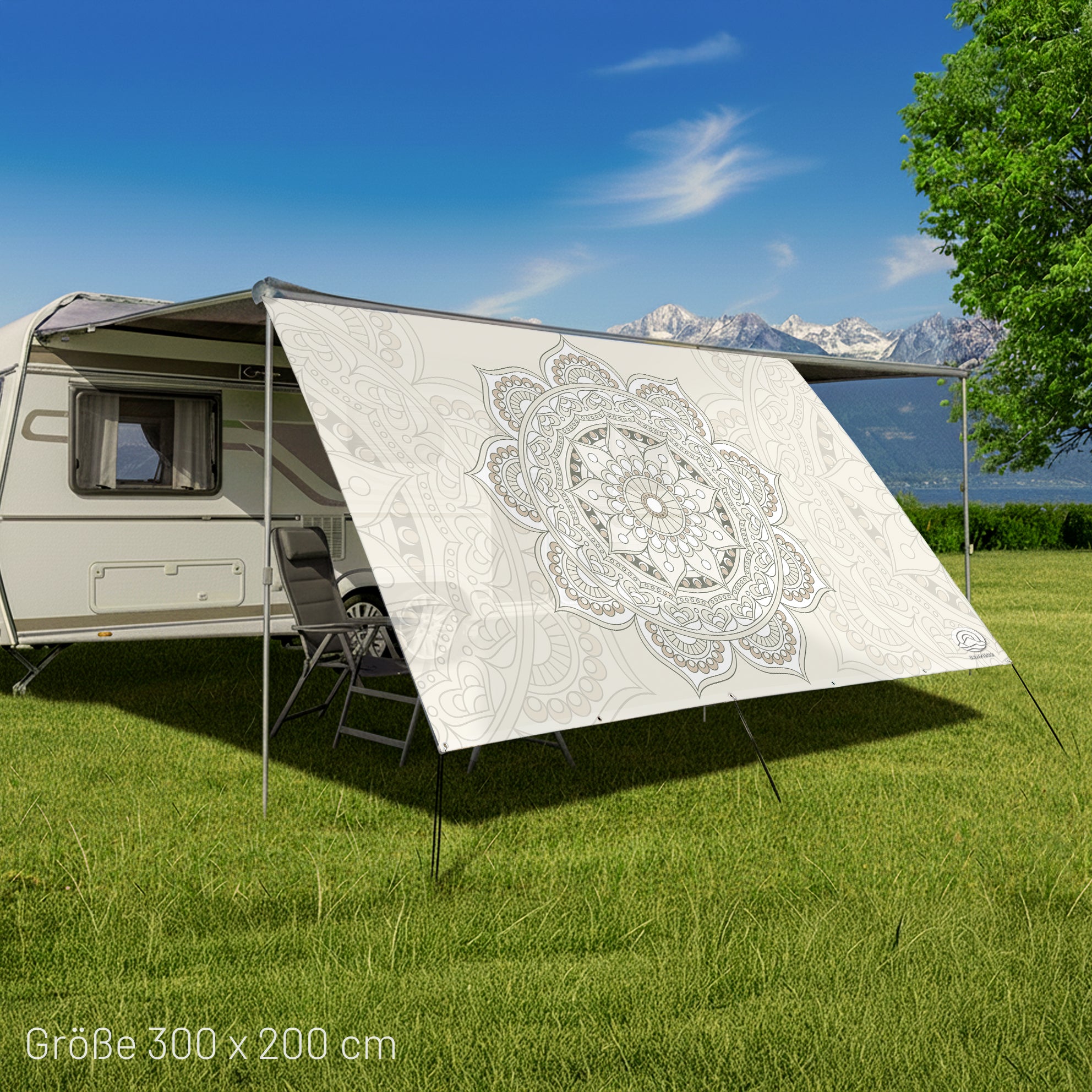 Textile sun sail MANDALA 1 200cm high