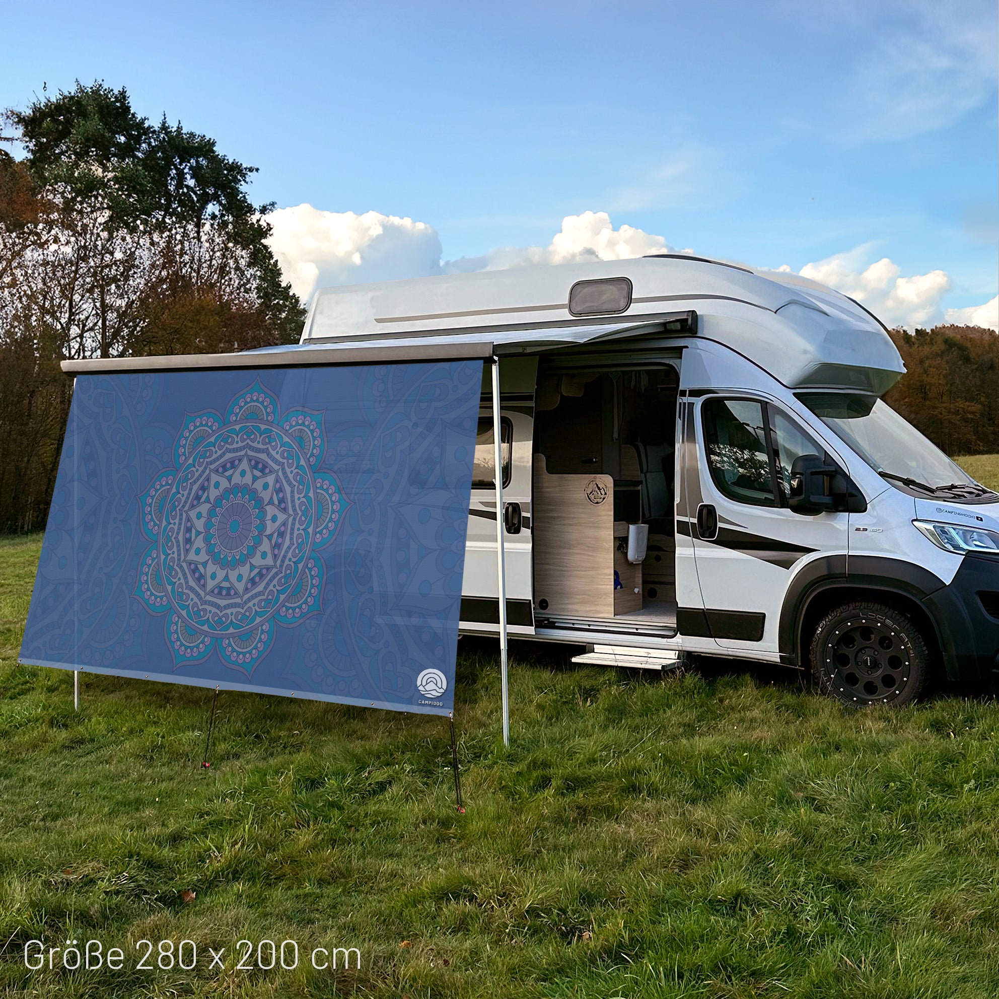 Textile sun sail MANDALA 2 200cm high
