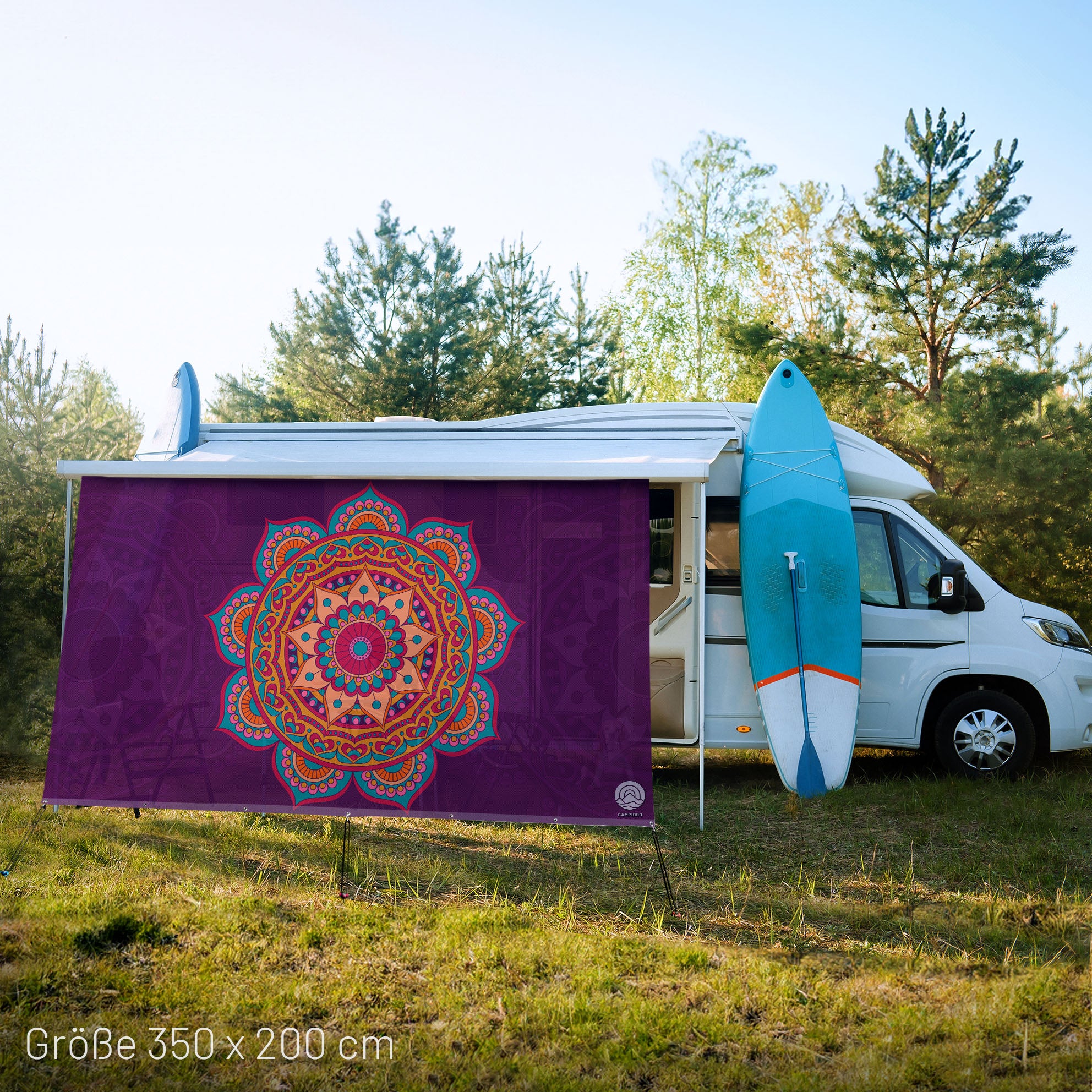 Textil Sonnensegel MANDALA Purple 200cm Hoch