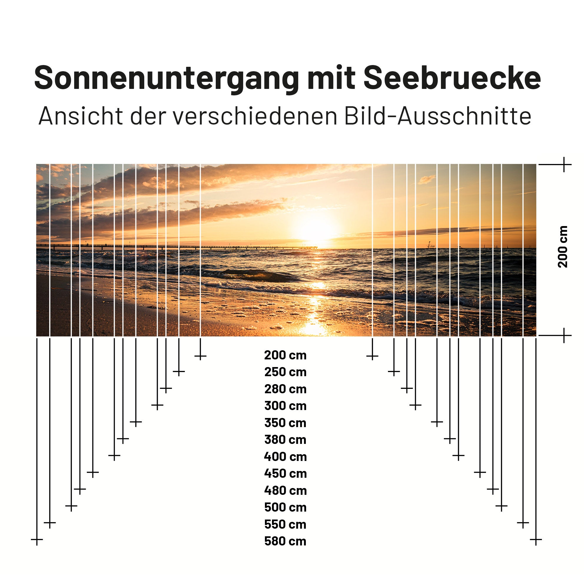Textile sun sail SUNSET WITH SEA BRIDGE 200cm high