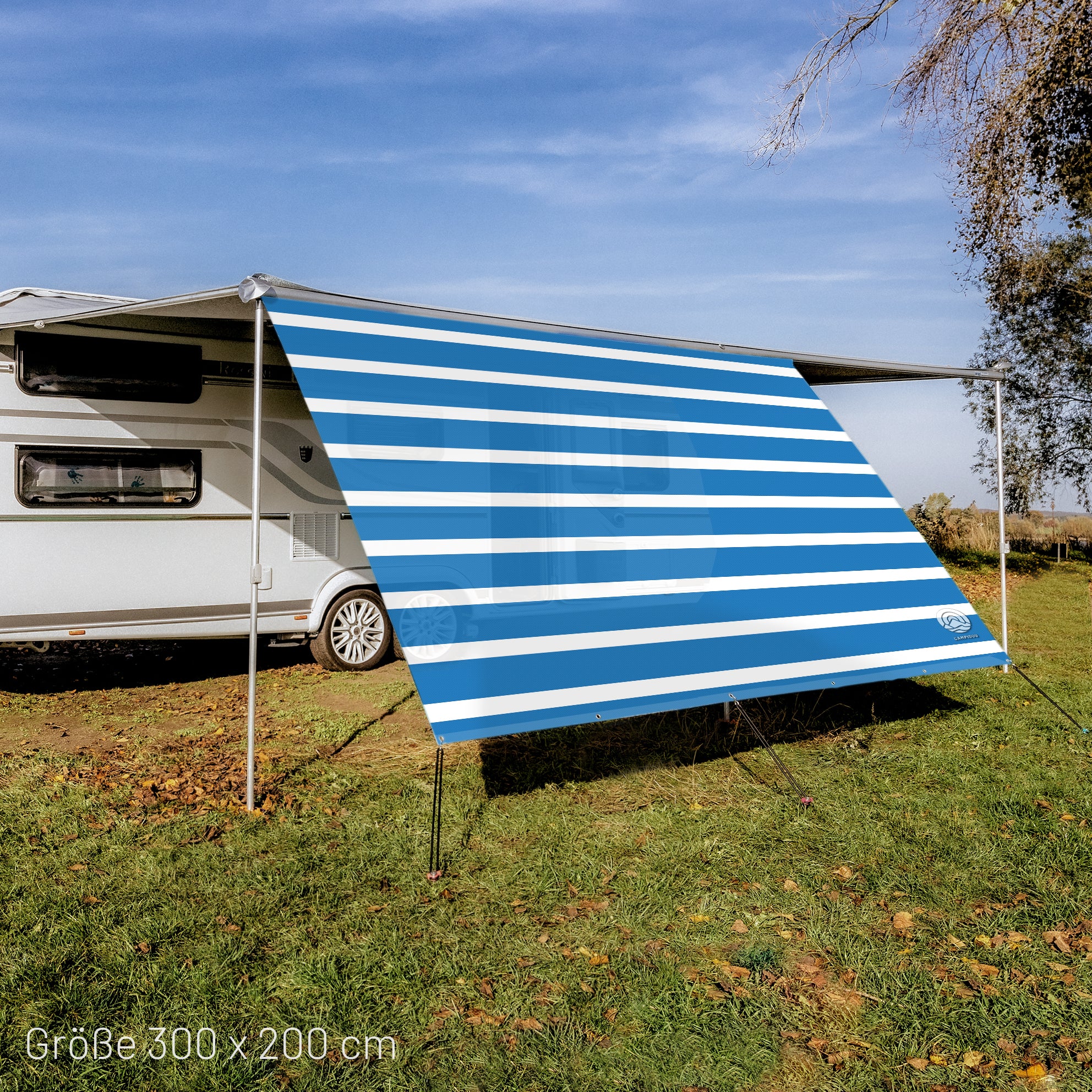 Sonnensegel HORIZONT STRIPE Weiß/Blau
