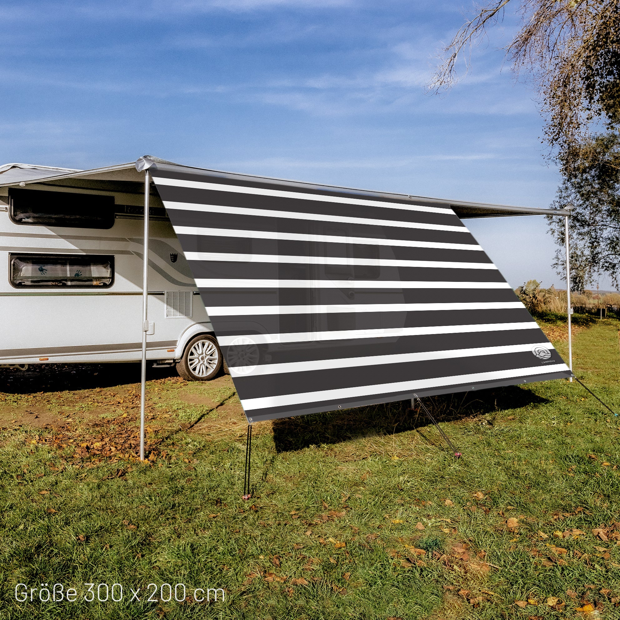 Sonnensegel HORIZONT STRIPE Weiß/Schwarz