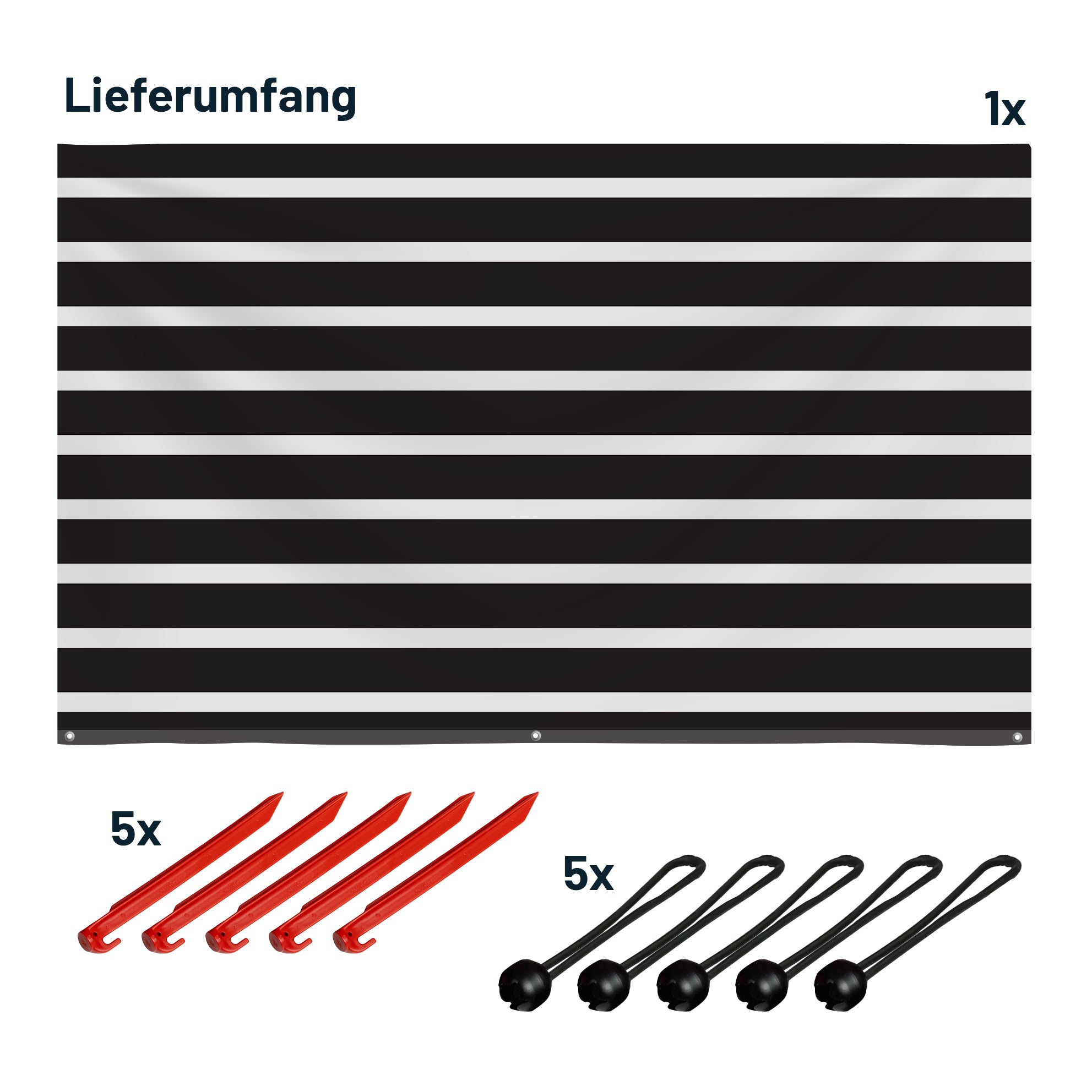 Sonnensegel HORIZONT STRIPE Weiß/Schwarz