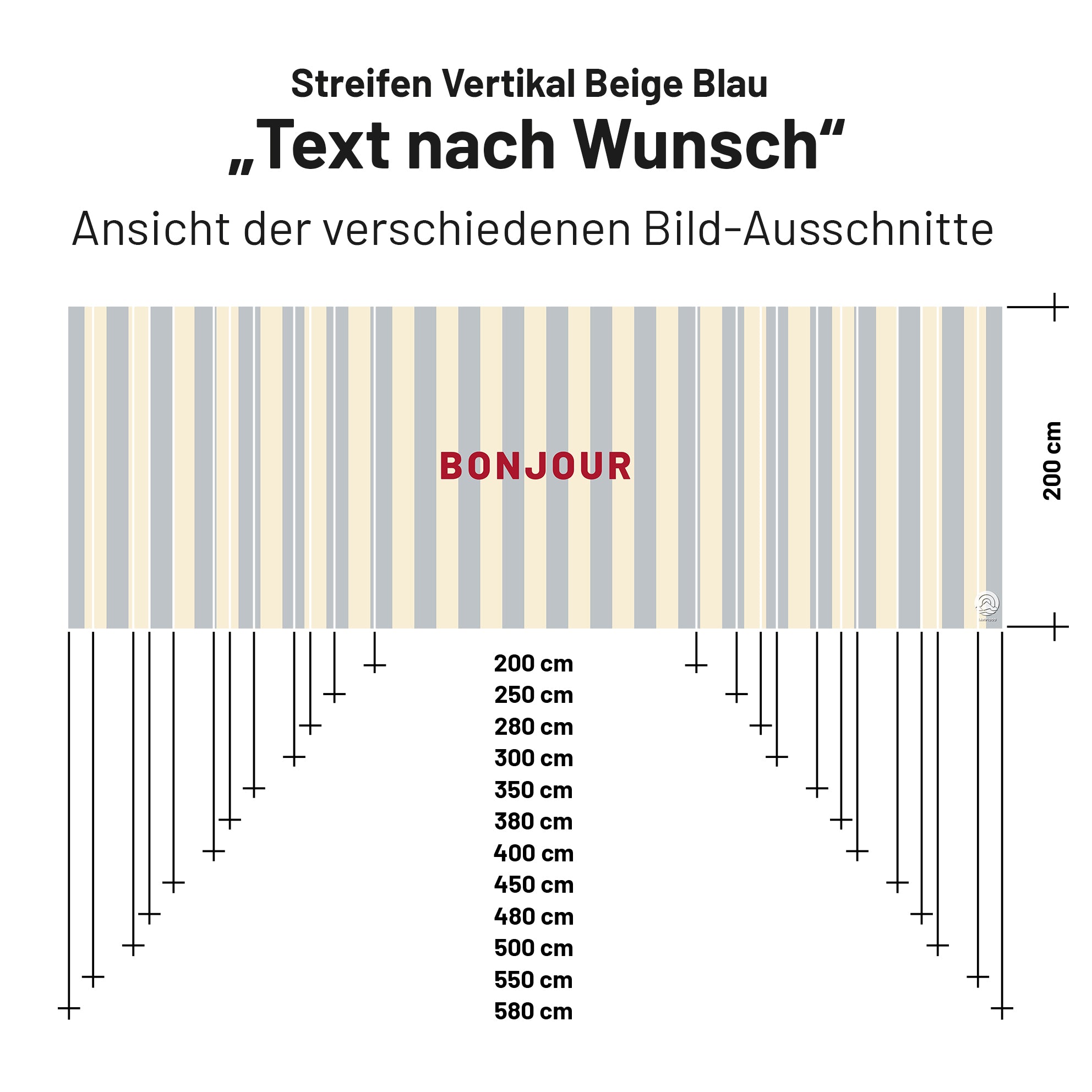 Sonnensegel STRIPE DEIN TEXT Beige/Blau