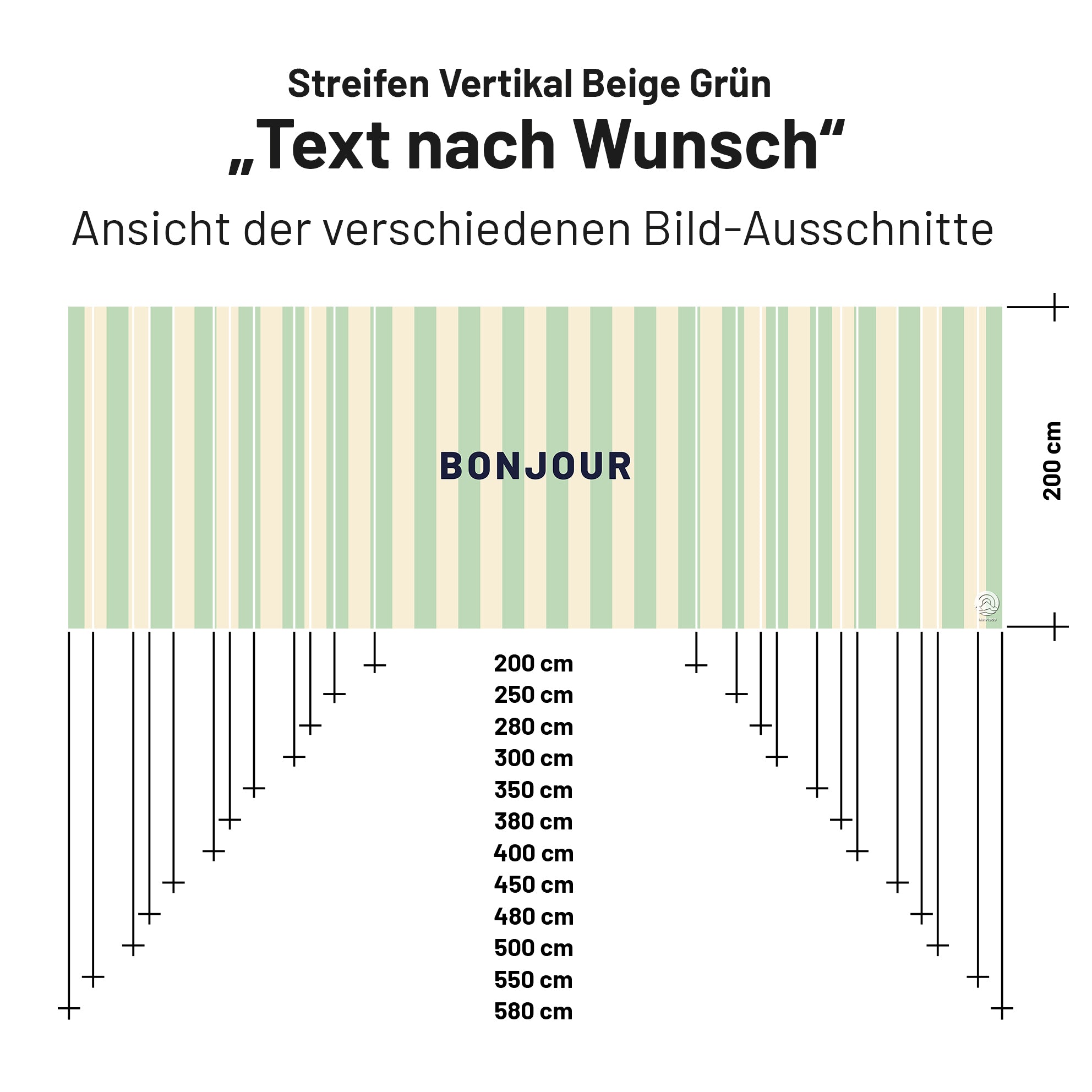 Sonnensegel STRIPE DEIN TEXT Beige/Grün