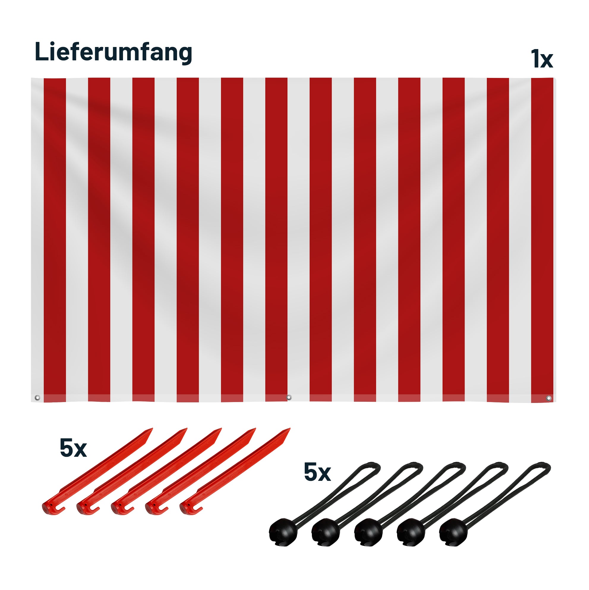 Sonnensegel STRIPE Weiß/Rot