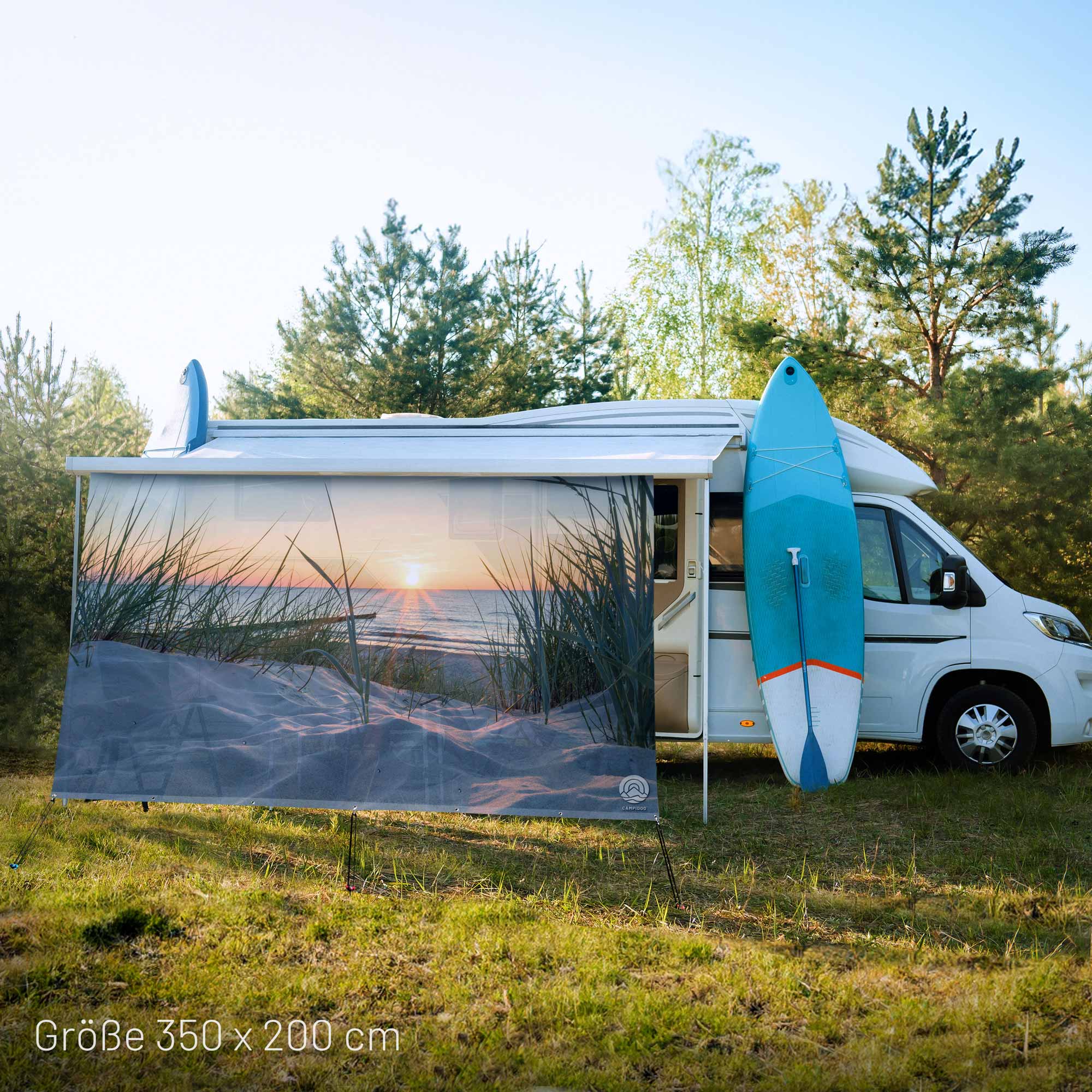 Sonnensegel OSTSEE-STRAND 350cm – Textil-Markisensegel für Wohnwagen Vorzelt