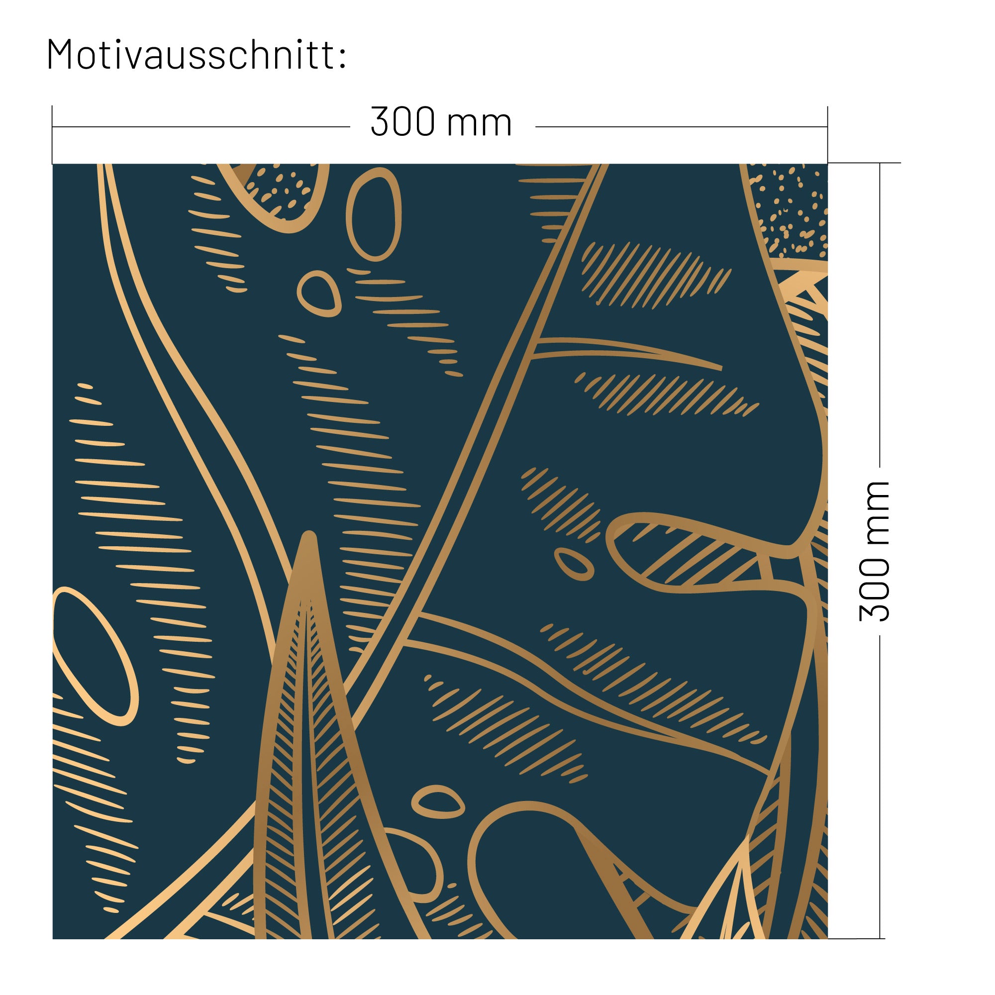 XXL Wand Dekorfolie "Golden Monstera Blau"