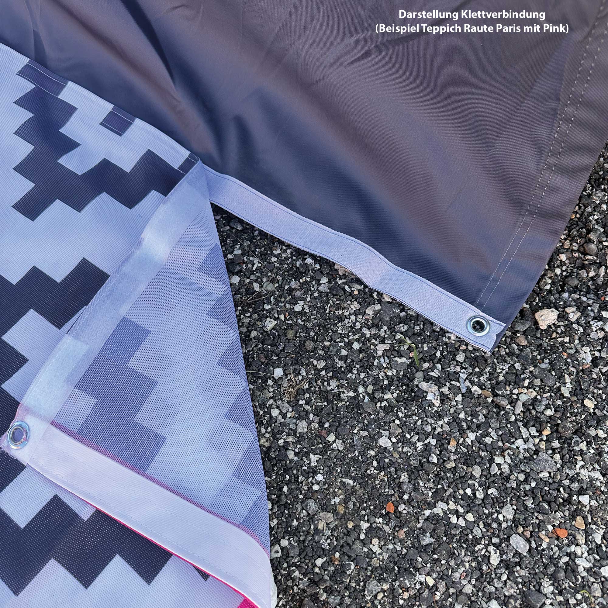 PREMIUM awning carpet with removable wind skirt - "Paris in Pink"