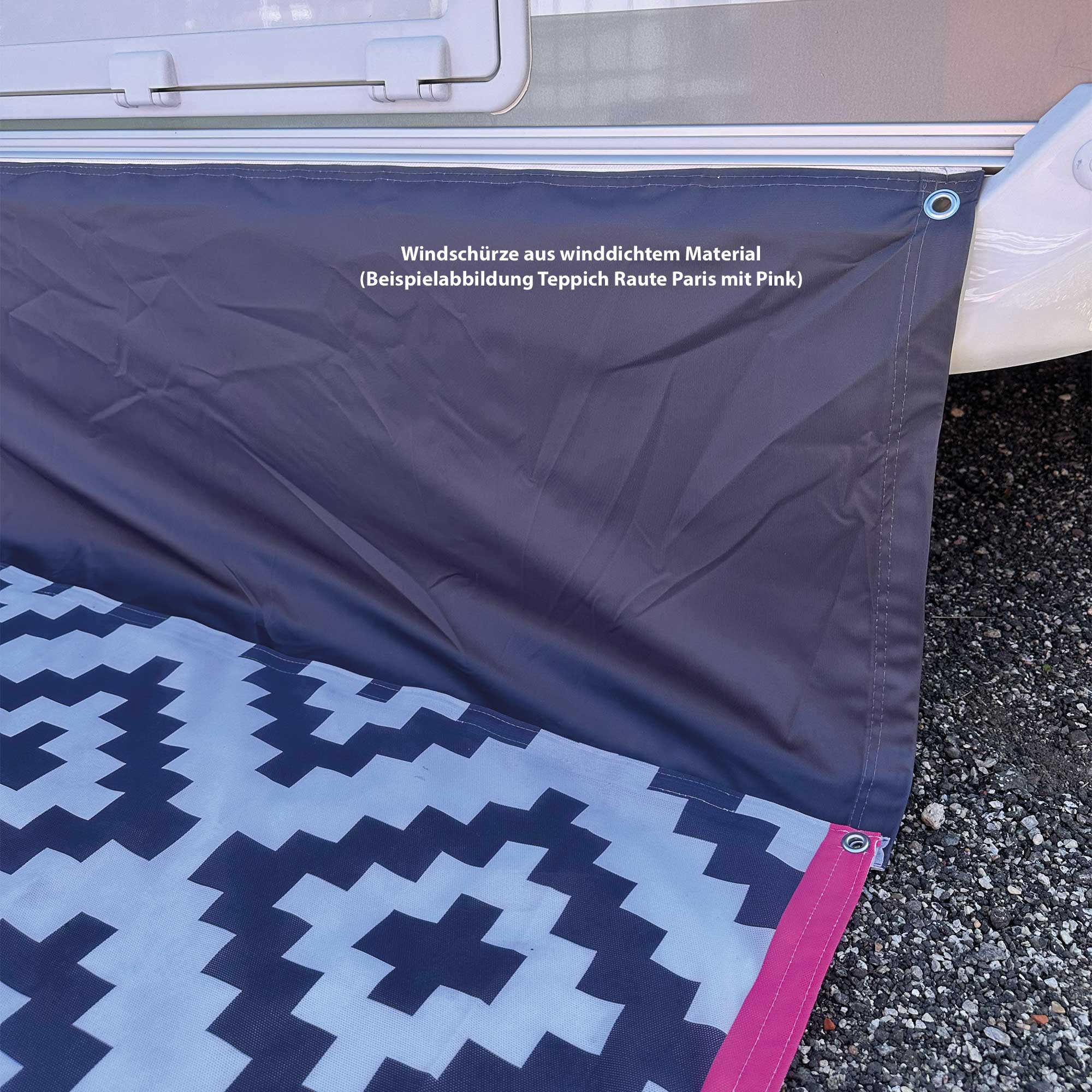 PREMIUM awning carpet with removable wind skirt - "Paris in Pink"