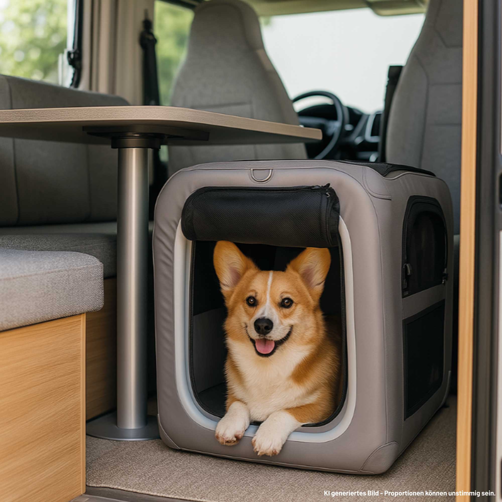 Aufblasbare Hunde Transportbox mit seitlichem Eingang