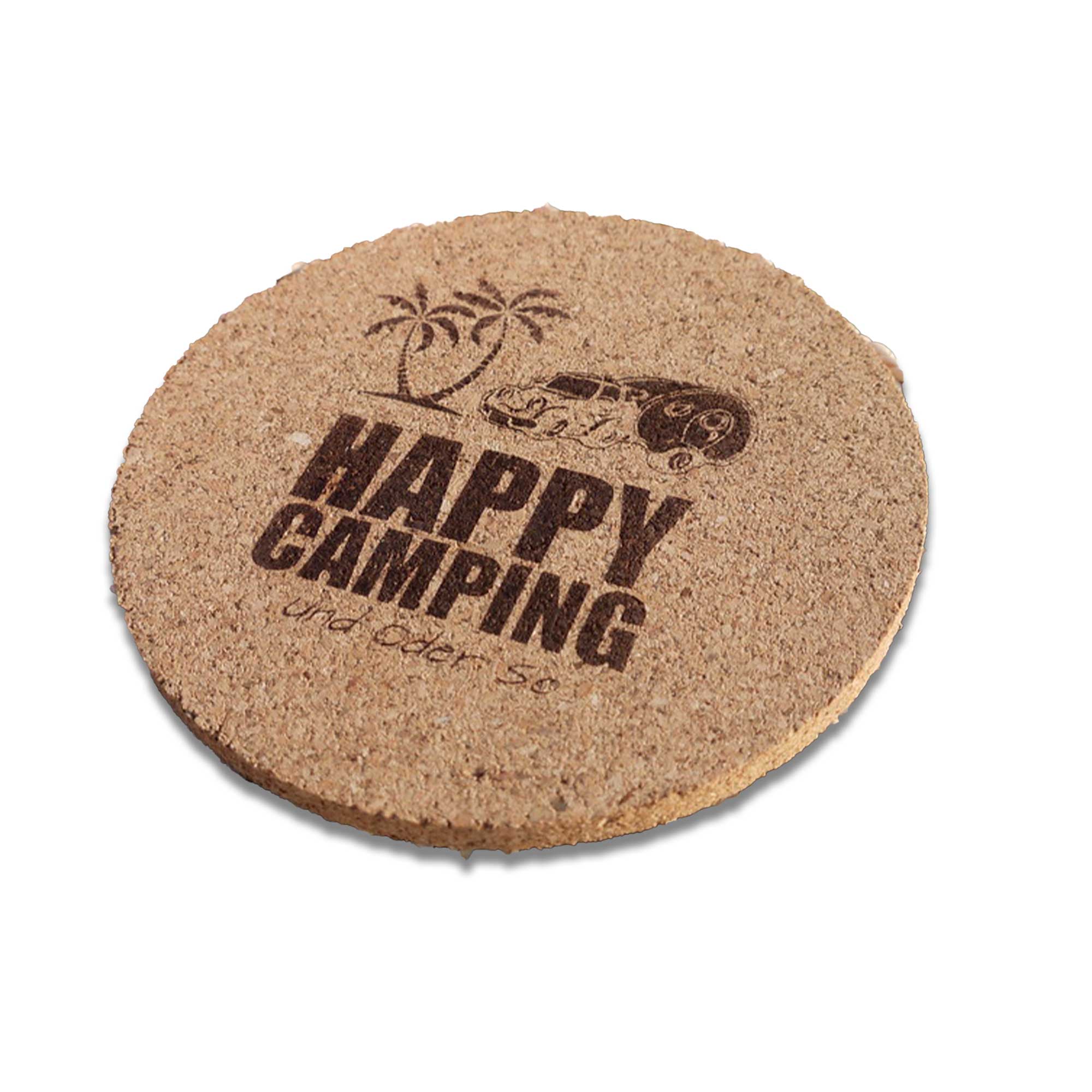 HAPPY CAMPING set of 4 cork coasters