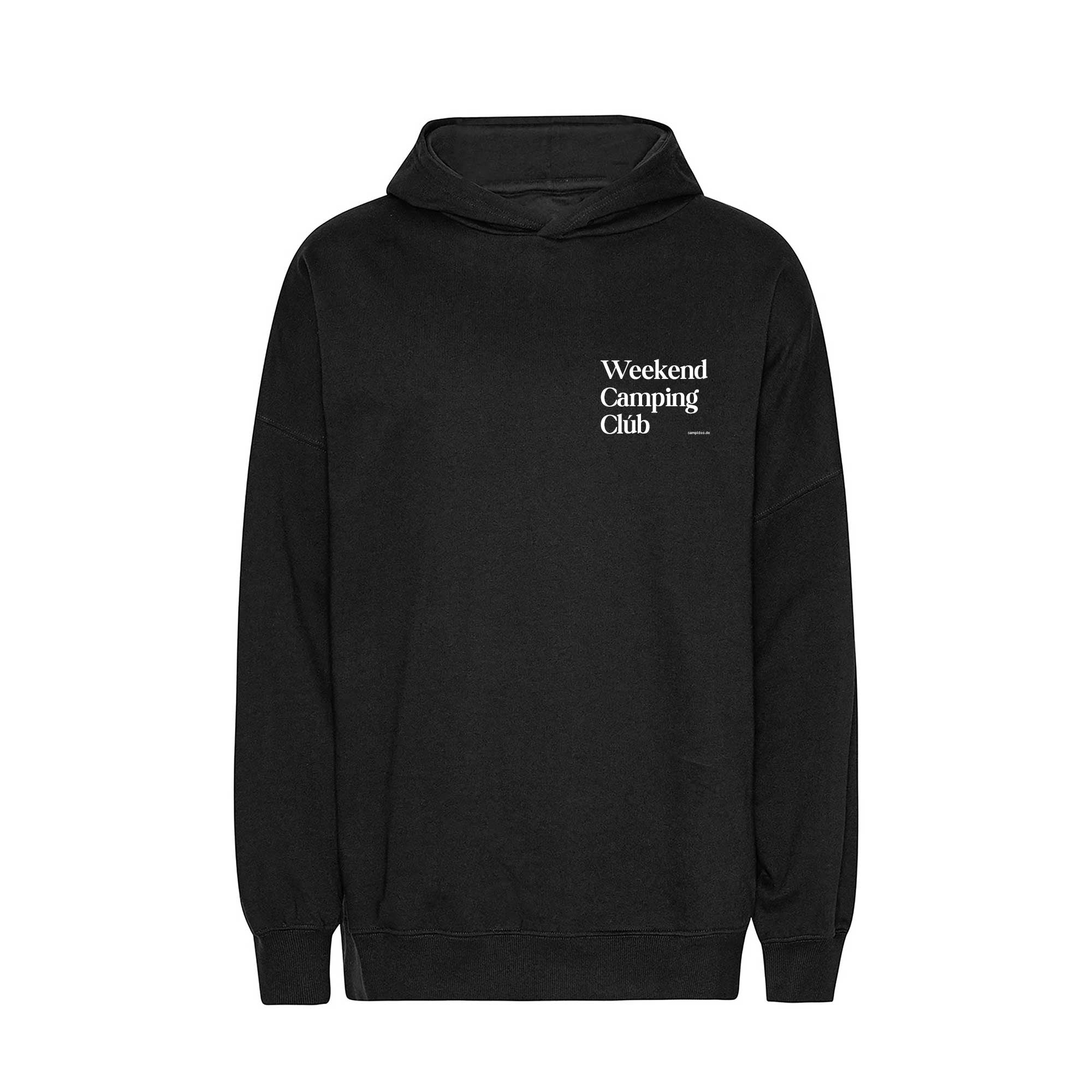 Oversized Hoodie SCHWARZ "Weekend Camping Club"