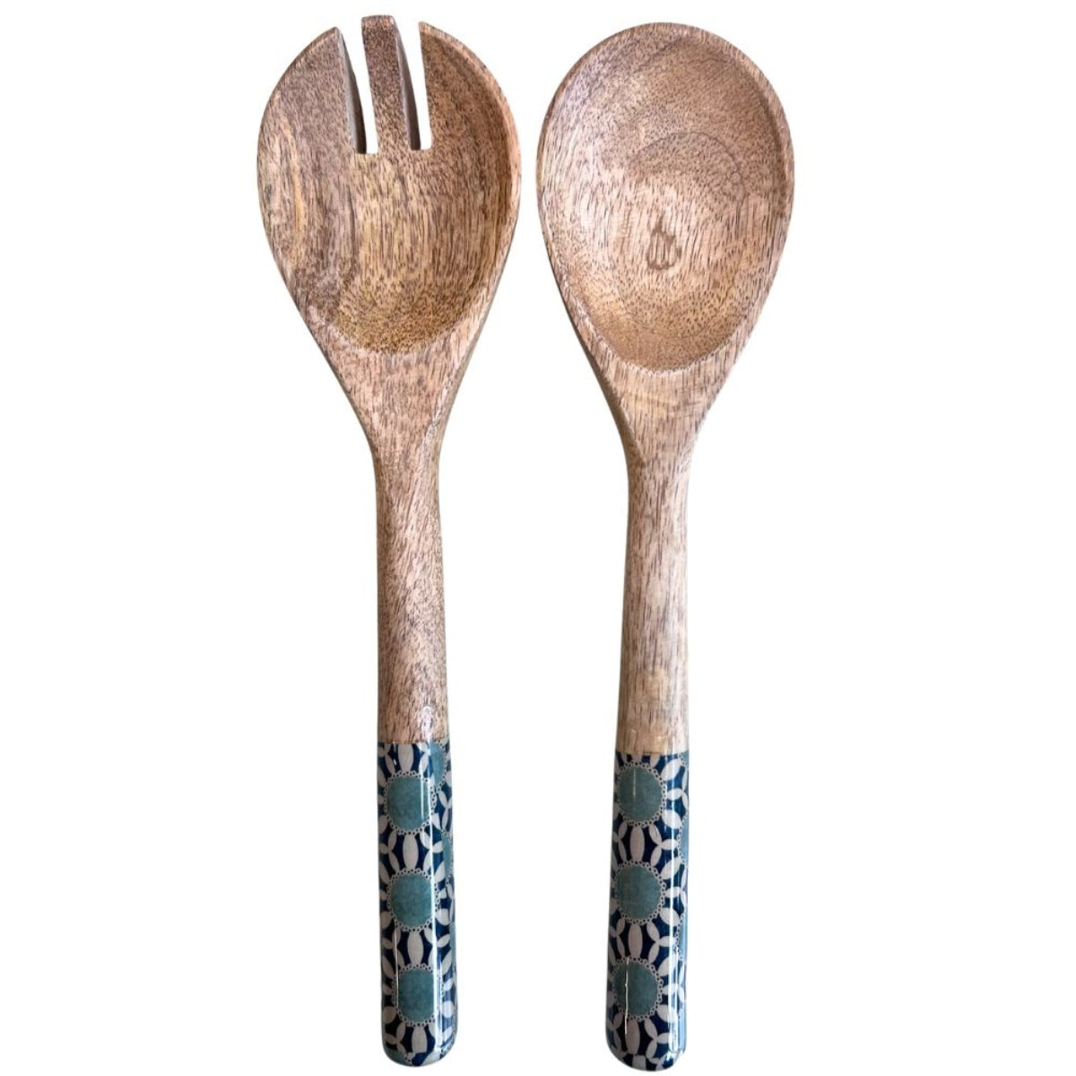 Mangoholz Schale Retro Pattern Salatbesteck