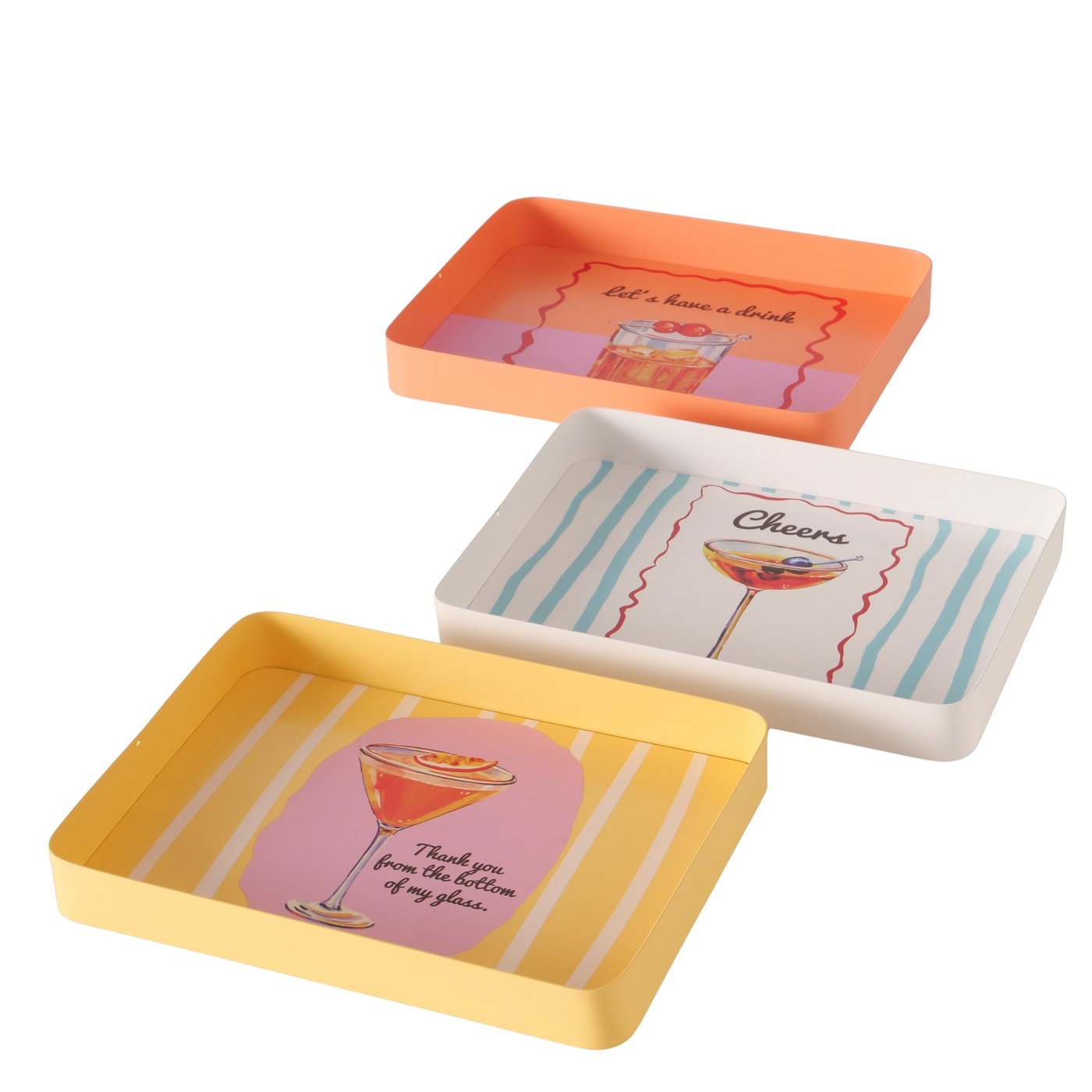 Tablett Aperitiv, 3 sort., B 15,5 cm, Eisen, Mehrfarbig