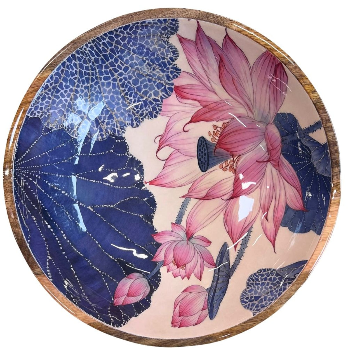 Mangoholz Schale Pink Lotus 35cm