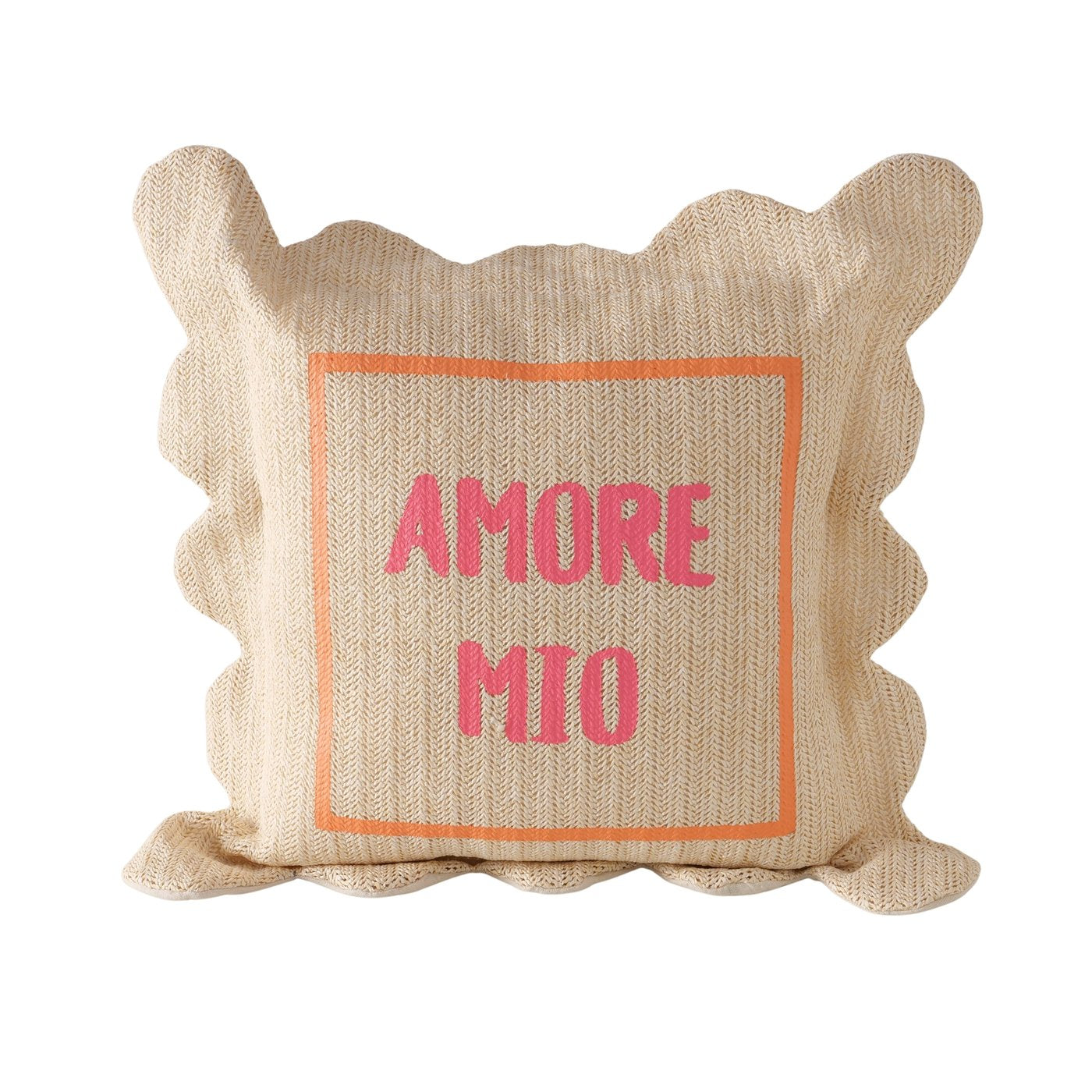 Kissen Mio, Polyester, Quadrat, Spruch/Text, Natur, 45x45 cm