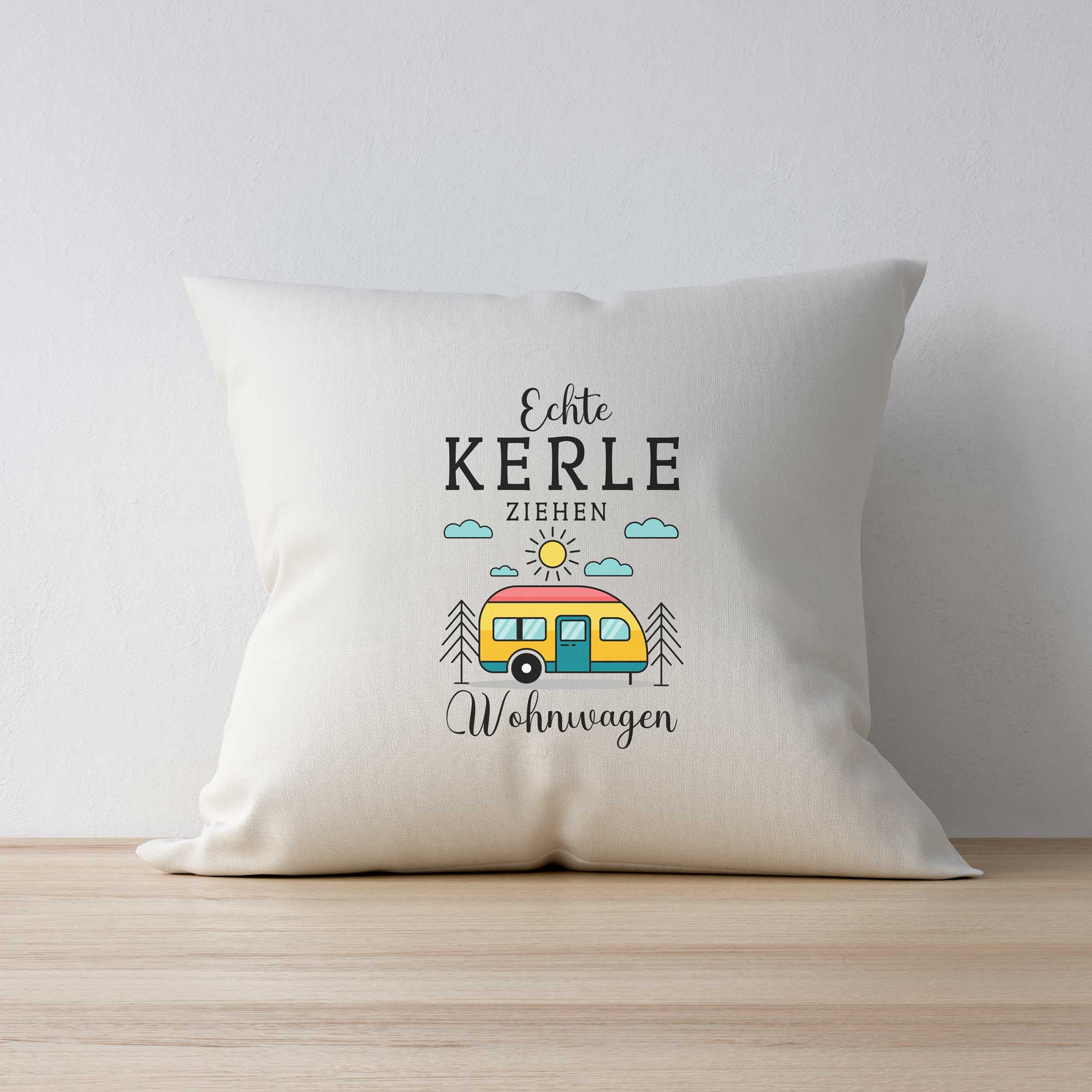 Cojín de camping "Los chicos de verdad tiran de caravanas"